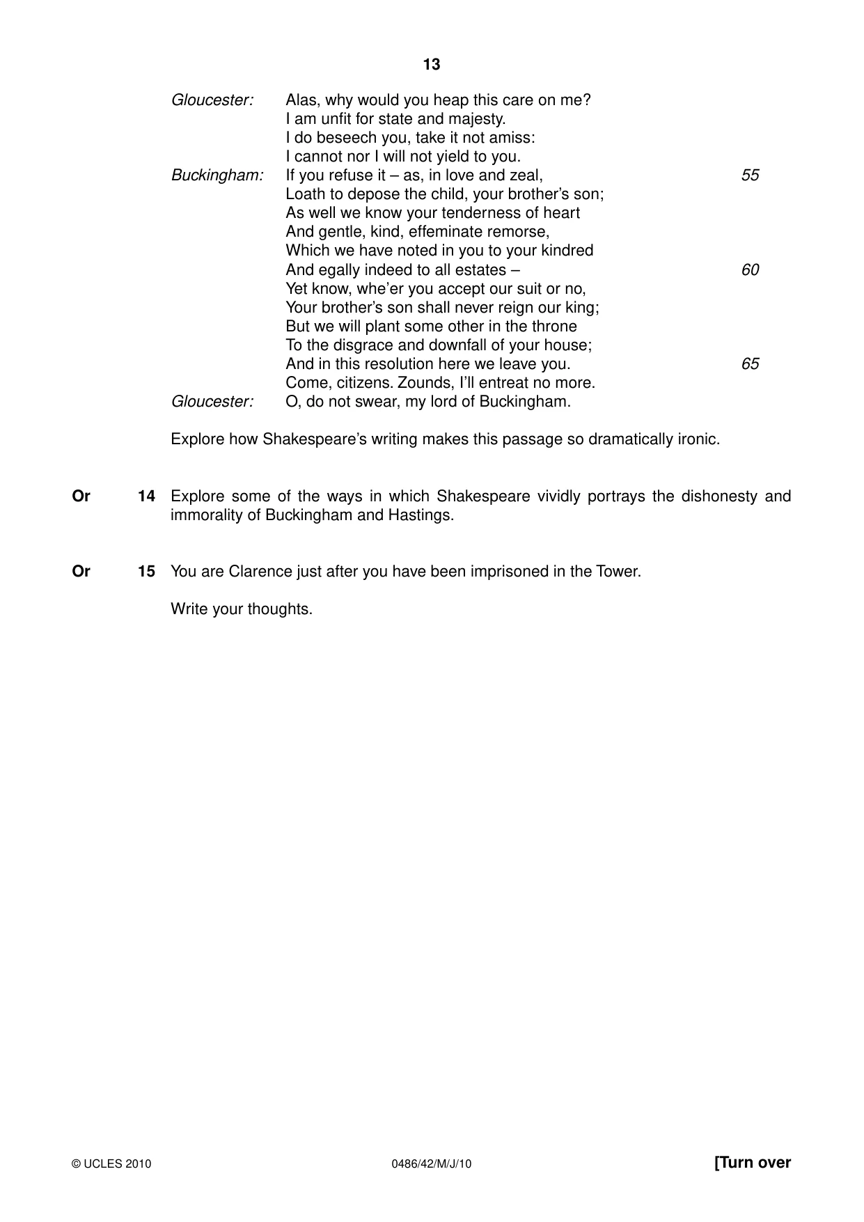 Cambridge IGCSE English - Literature 0486 2010 May/June Paper 4 · Variant 2 question paper, page 13 of 32