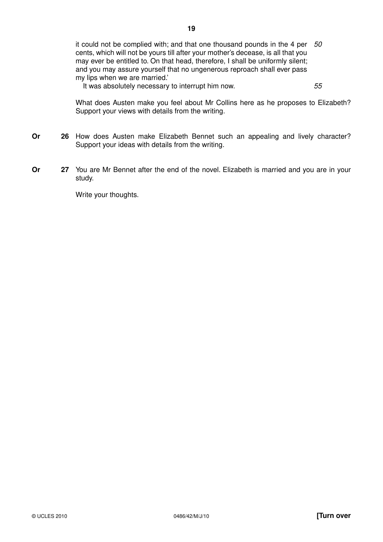 Cambridge IGCSE English - Literature 0486 2010 May/June Paper 4 · Variant 2 question paper, page 19 of 32