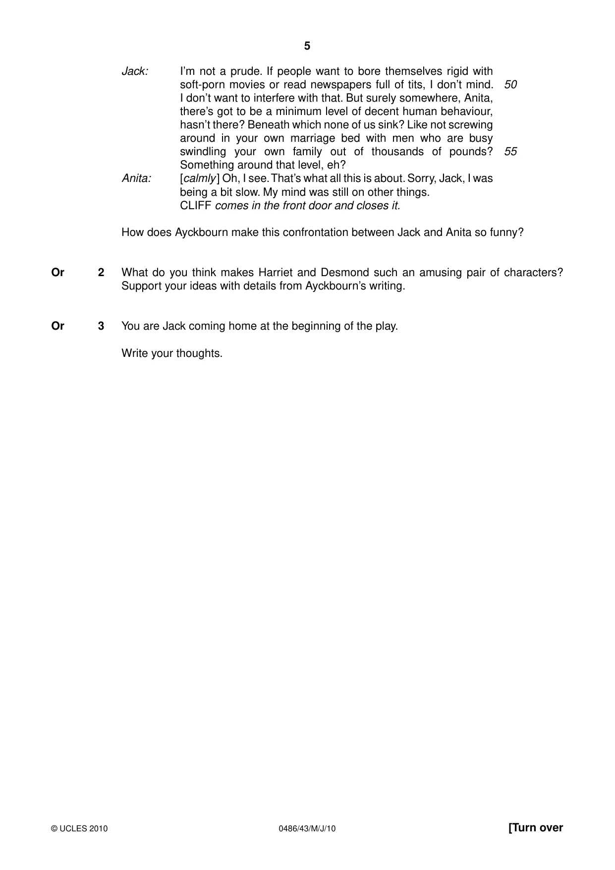 Cambridge IGCSE English - Literature 0486 2010 May/June Paper 4 · Variant 3 question paper, page 5 of 32