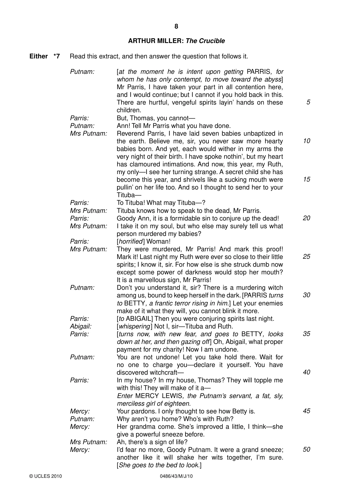 Cambridge IGCSE English - Literature 0486 2010 May/June Paper 4 · Variant 3 question paper, page 8 of 32