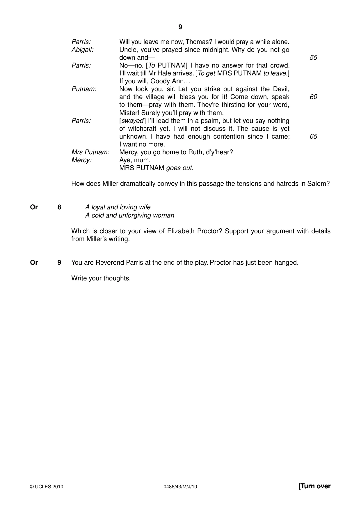 Cambridge IGCSE English - Literature 0486 2010 May/June Paper 4 · Variant 3 question paper, page 9 of 32