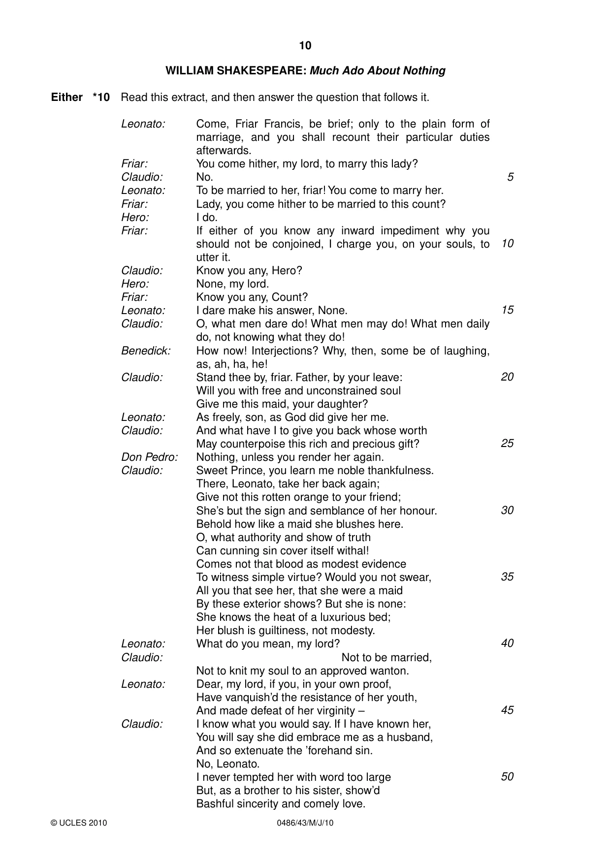 Cambridge IGCSE English - Literature 0486 2010 May/June Paper 4 · Variant 3 question paper, page 10 of 32