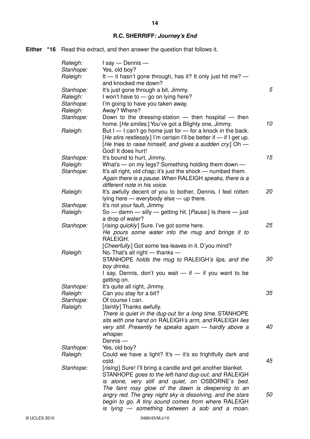 Cambridge IGCSE English - Literature 0486 2010 May/June Paper 4 · Variant 3 question paper, page 14 of 32