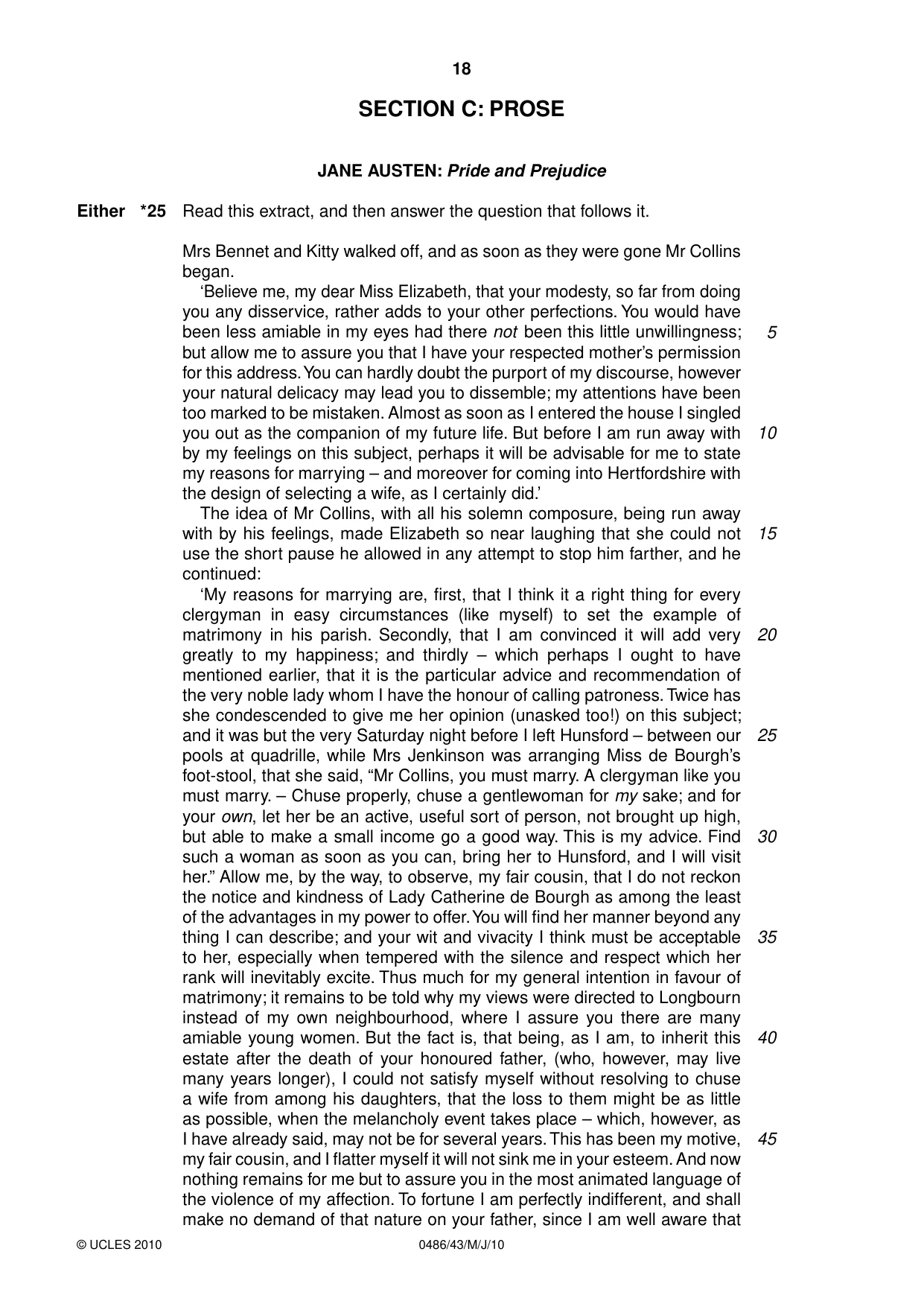 Cambridge IGCSE English - Literature 0486 2010 May/June Paper 4 · Variant 3 question paper, page 18 of 32