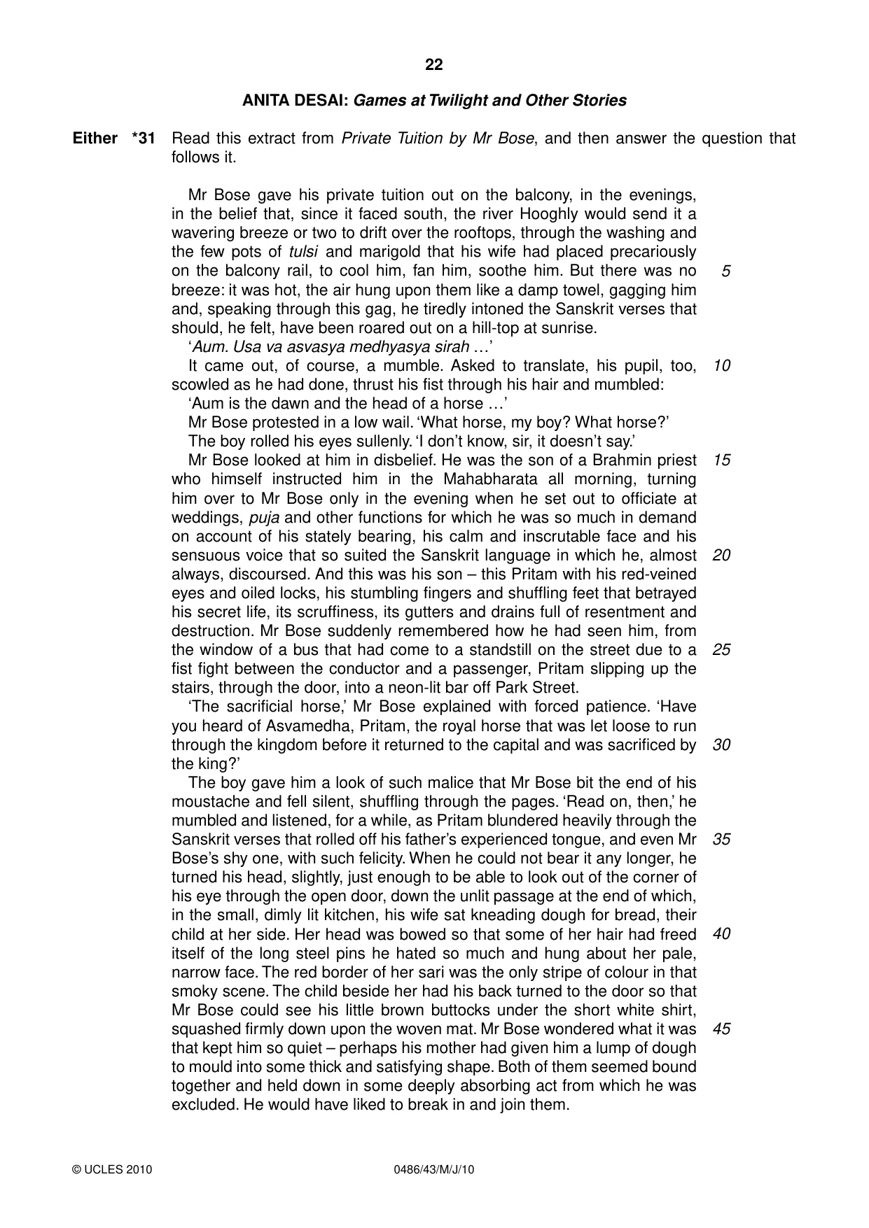 Cambridge IGCSE English - Literature 0486 2010 May/June Paper 4 · Variant 3 question paper, page 22 of 32