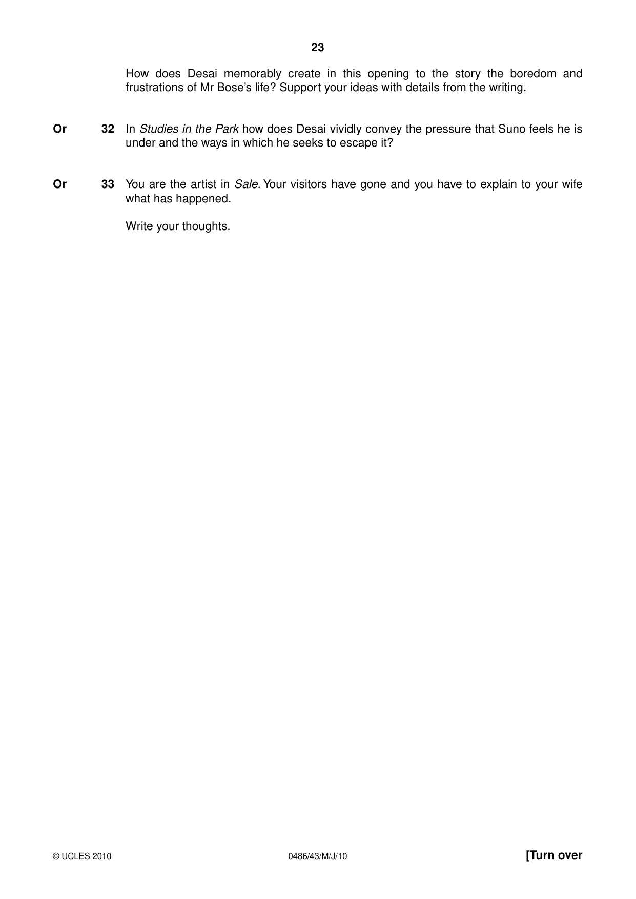 Cambridge IGCSE English - Literature 0486 2010 May/June Paper 4 · Variant 3 question paper, page 23 of 32