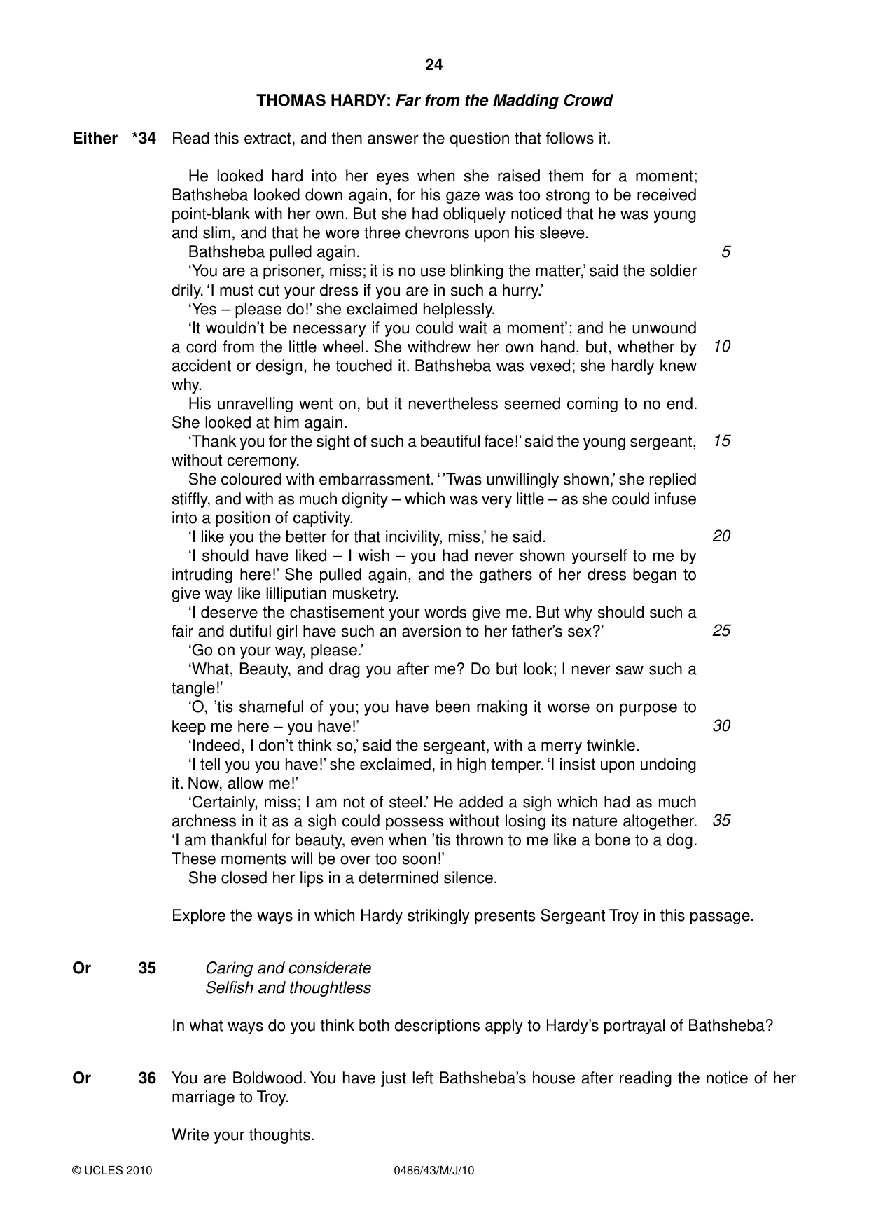 Cambridge IGCSE English - Literature 0486 2010 May/June Paper 4 · Variant 3 question paper, page 24 of 32