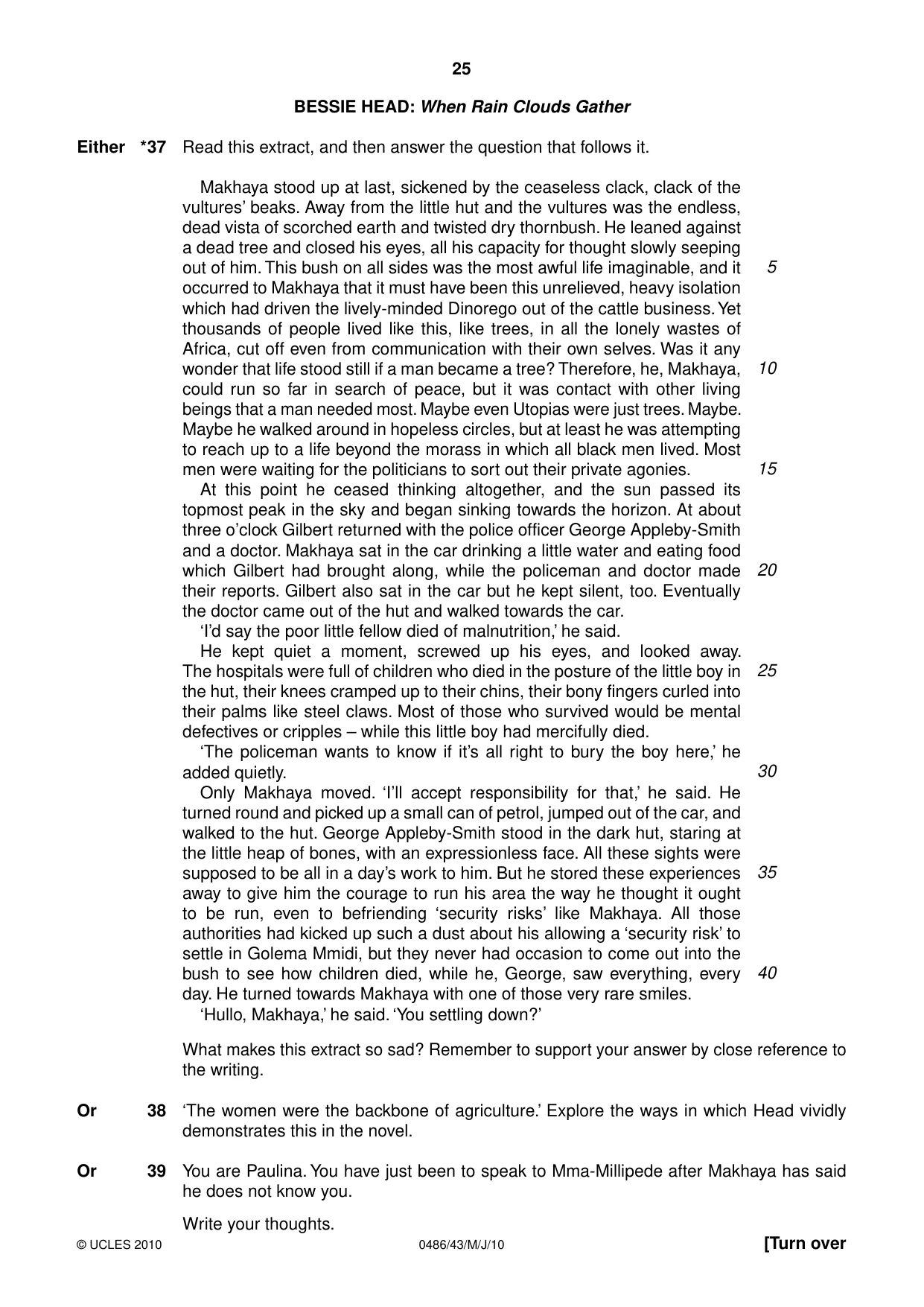 Cambridge IGCSE English - Literature 0486 2010 May/June Paper 4 · Variant 3 question paper, page 25 of 32