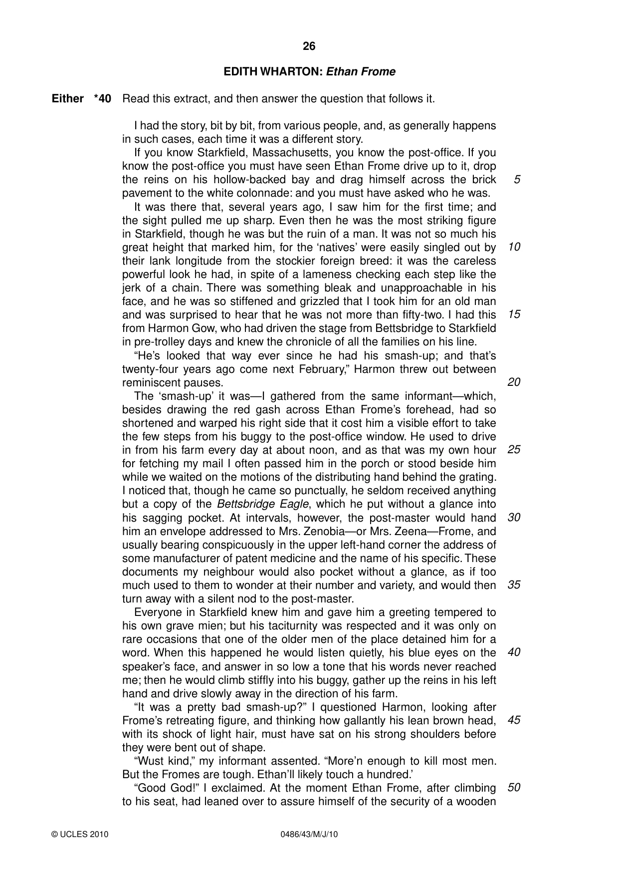 Cambridge IGCSE English - Literature 0486 2010 May/June Paper 4 · Variant 3 question paper, page 26 of 32