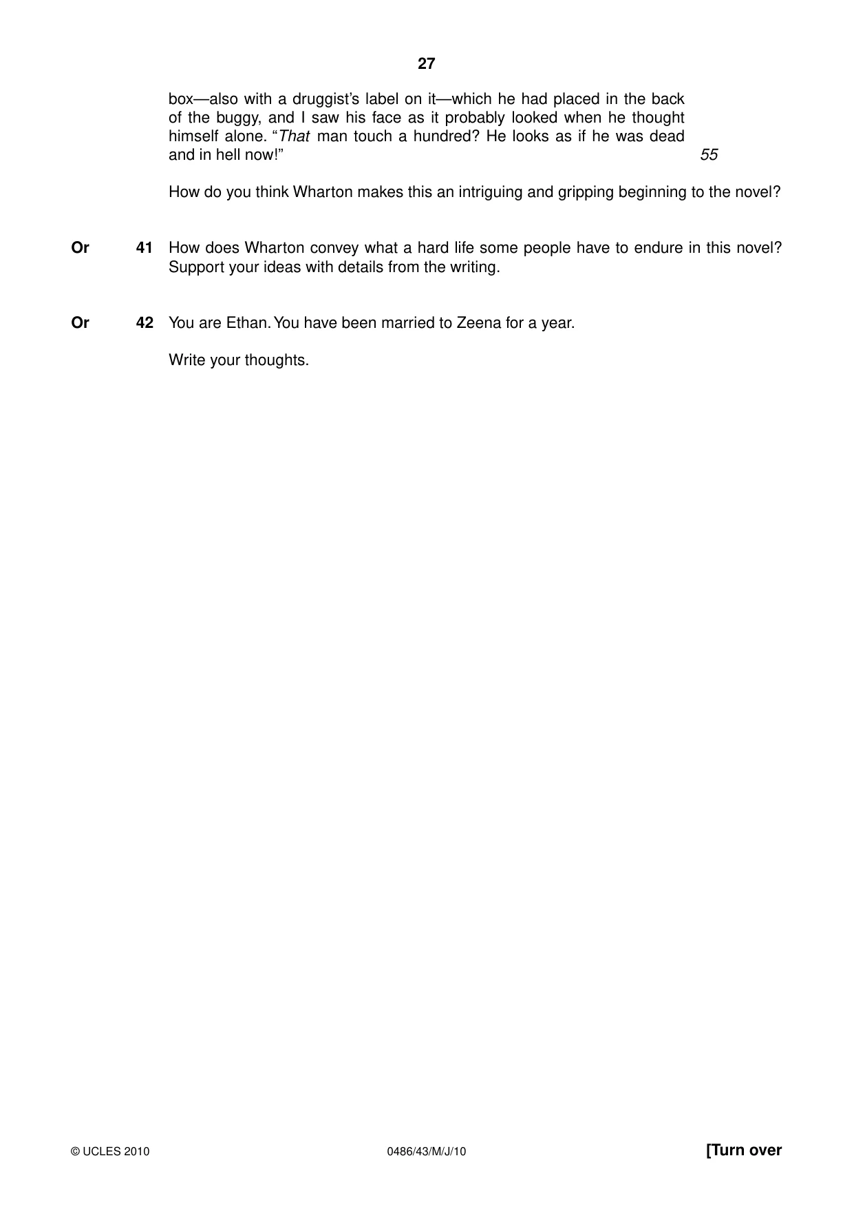 Cambridge IGCSE English - Literature 0486 2010 May/June Paper 4 · Variant 3 question paper, page 27 of 32