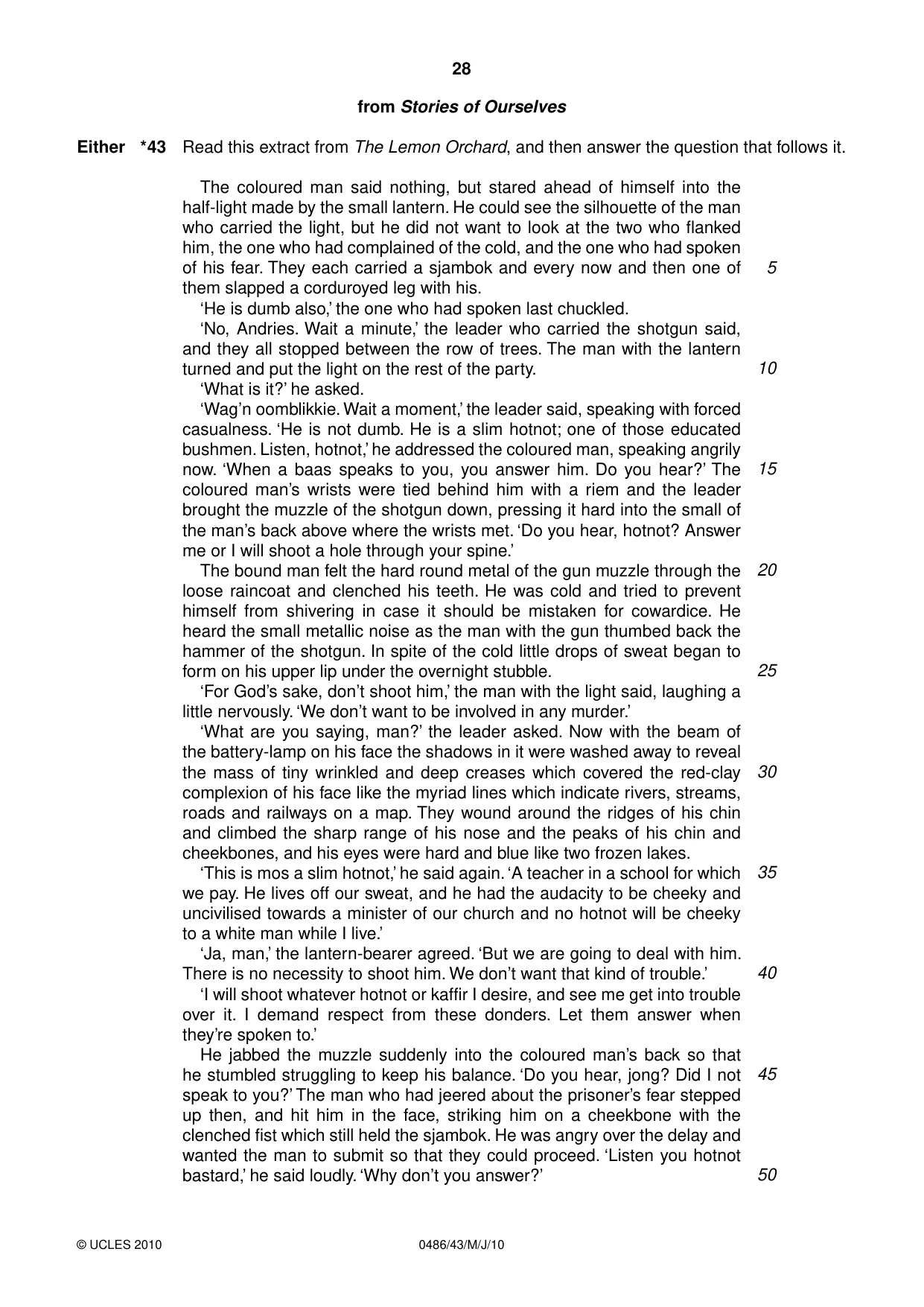 Cambridge IGCSE English - Literature 0486 2010 May/June Paper 4 · Variant 3 question paper, page 28 of 32