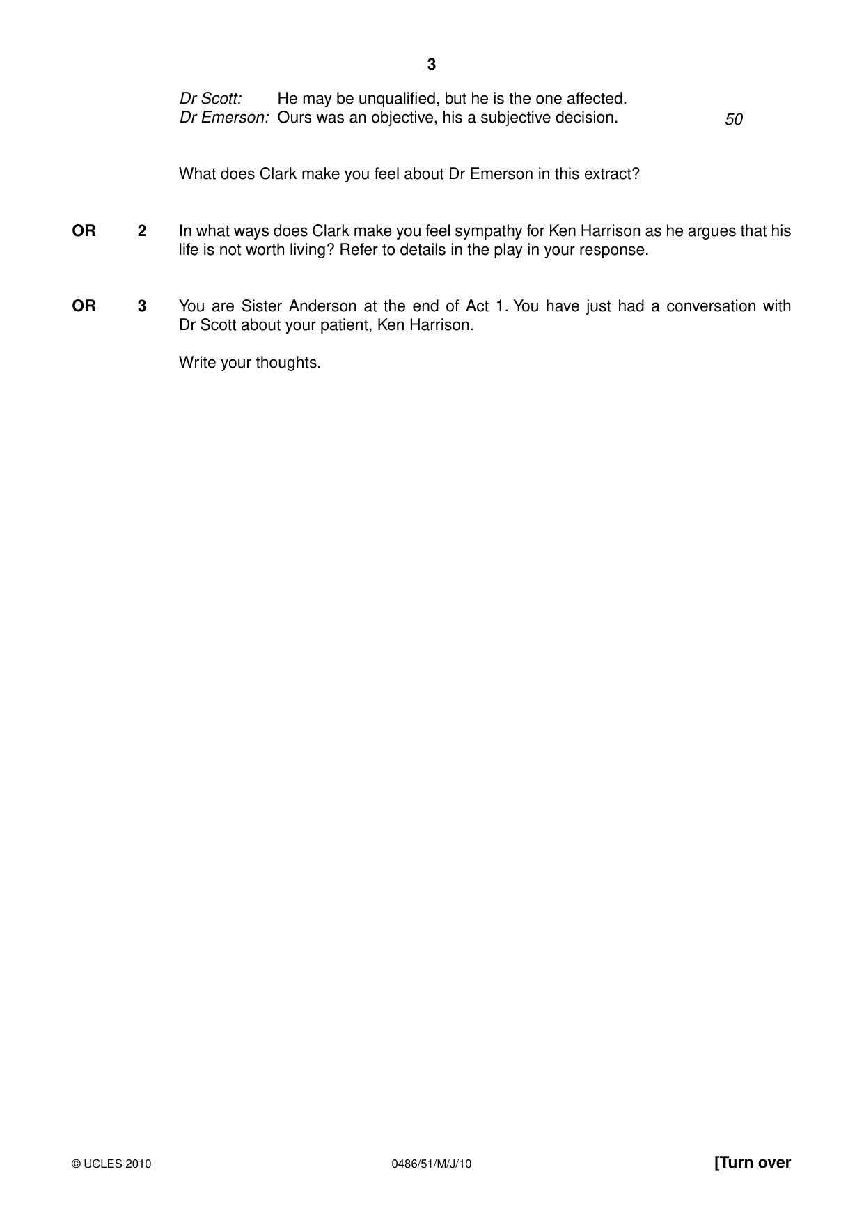 Cambridge IGCSE English - Literature 0486 2010 May/June Paper 5 · Variant 1 question paper, page 3 of 16