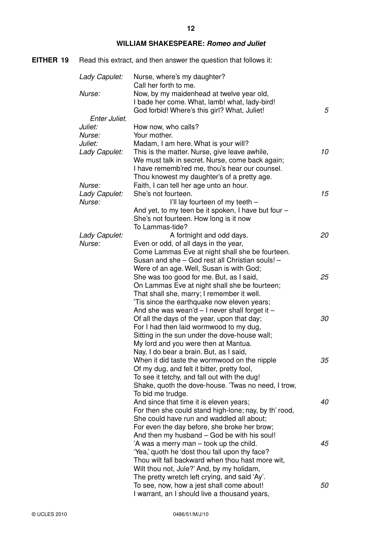 Cambridge IGCSE English - Literature 0486 2010 May/June Paper 5 · Variant 1 question paper, page 12 of 16