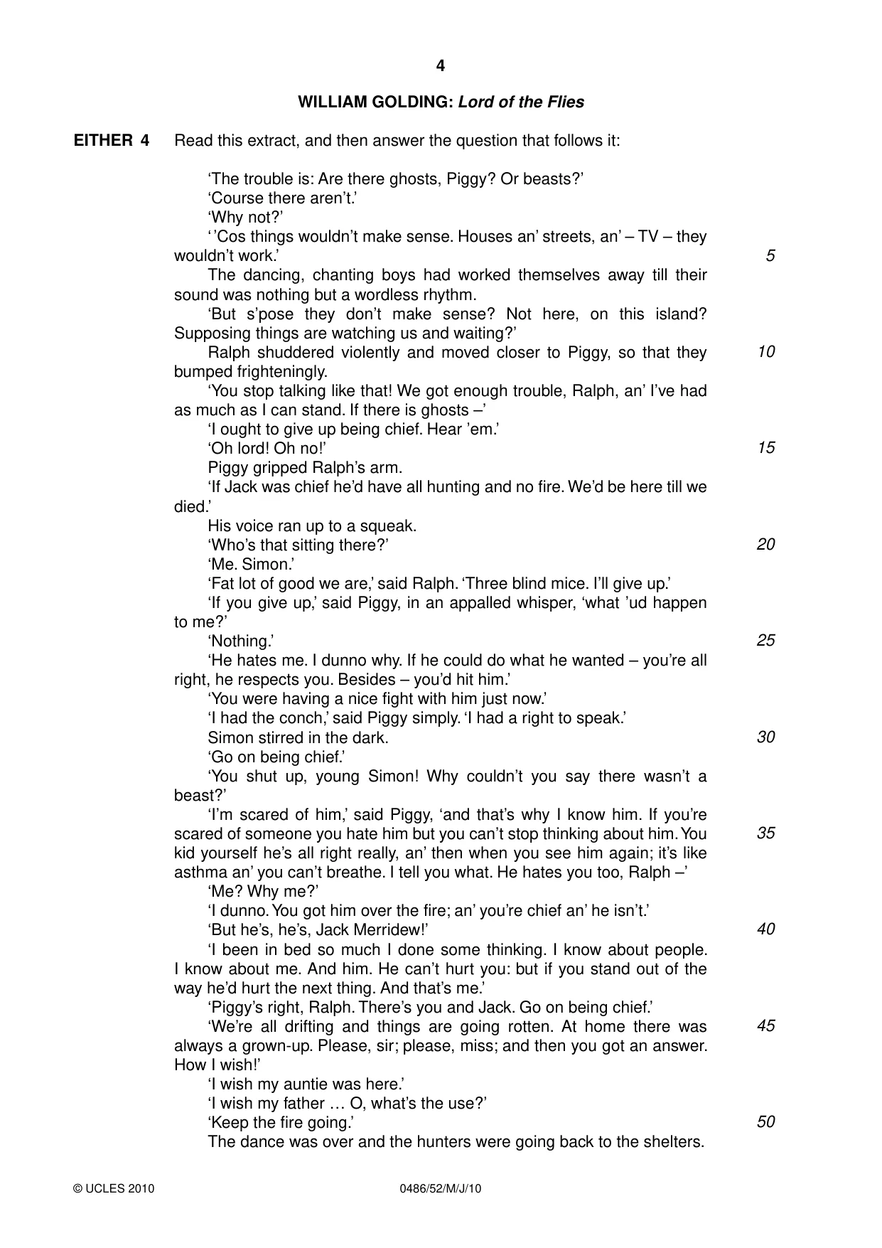 Cambridge IGCSE English - Literature 0486 2010 May/June Paper 5 · Variant 2 question paper, page 4 of 16