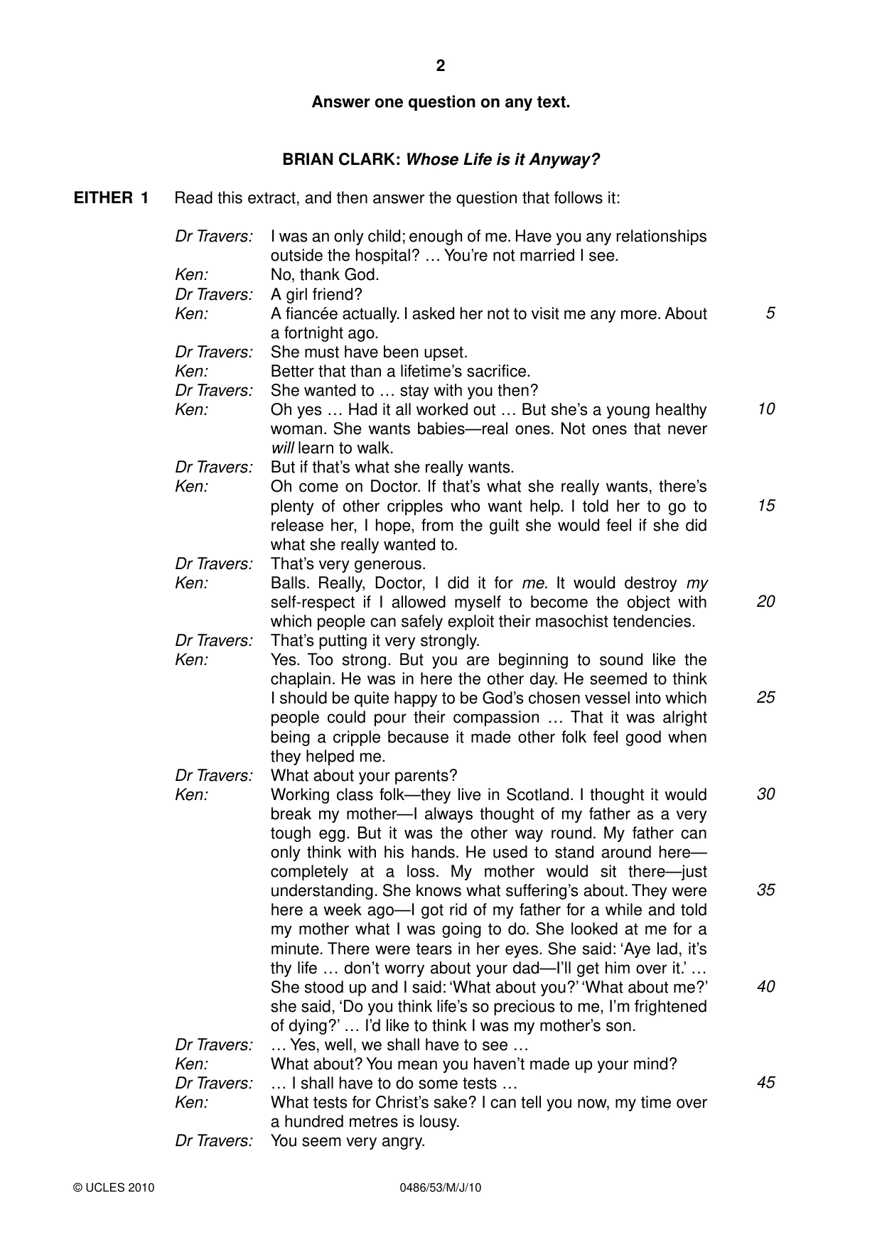 Cambridge IGCSE English - Literature 0486 2010 May/June Paper 5 · Variant 3 question paper, page 2 of 16