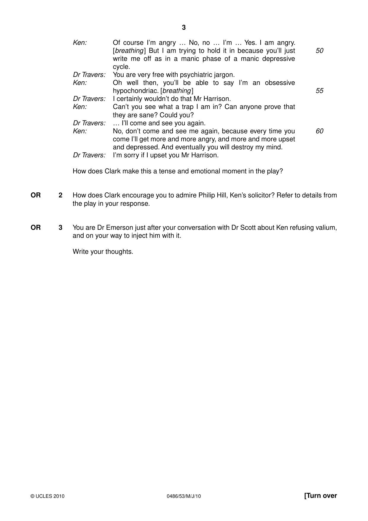 Cambridge IGCSE English - Literature 0486 2010 May/June Paper 5 · Variant 3 question paper, page 3 of 16