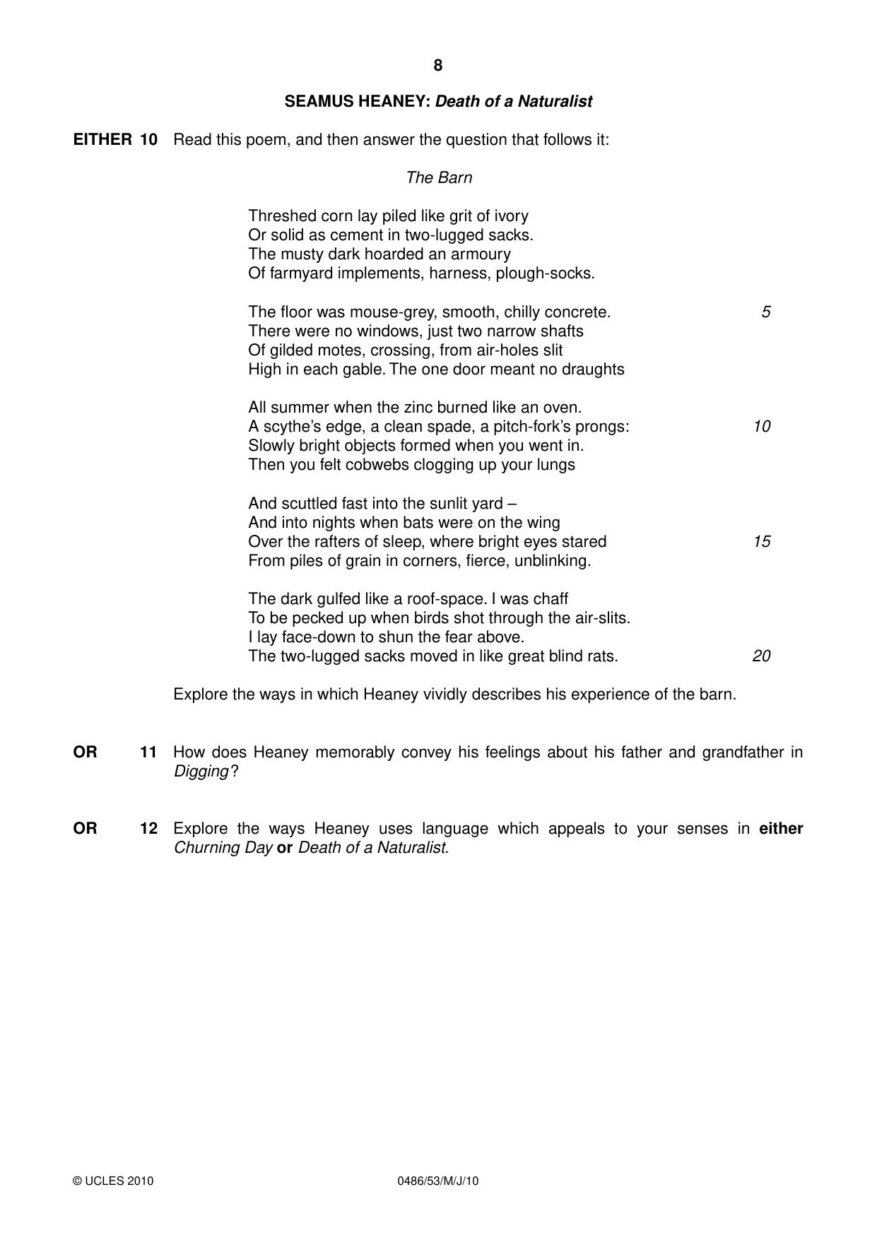 Cambridge IGCSE English - Literature 0486 2010 May/June Paper 5 · Variant 3 question paper, page 8 of 16