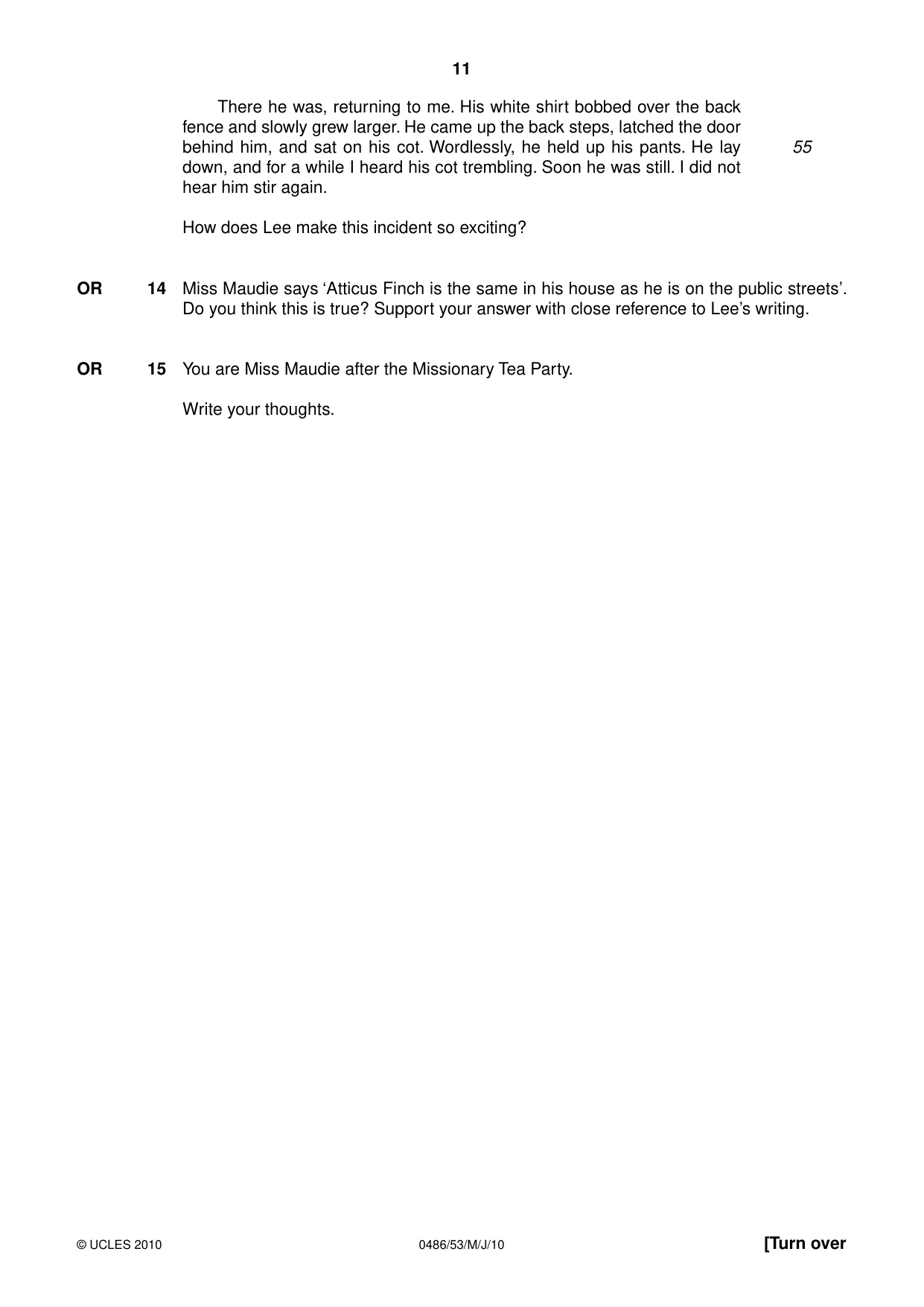 Cambridge IGCSE English - Literature 0486 2010 May/June Paper 5 · Variant 3 question paper, page 11 of 16
