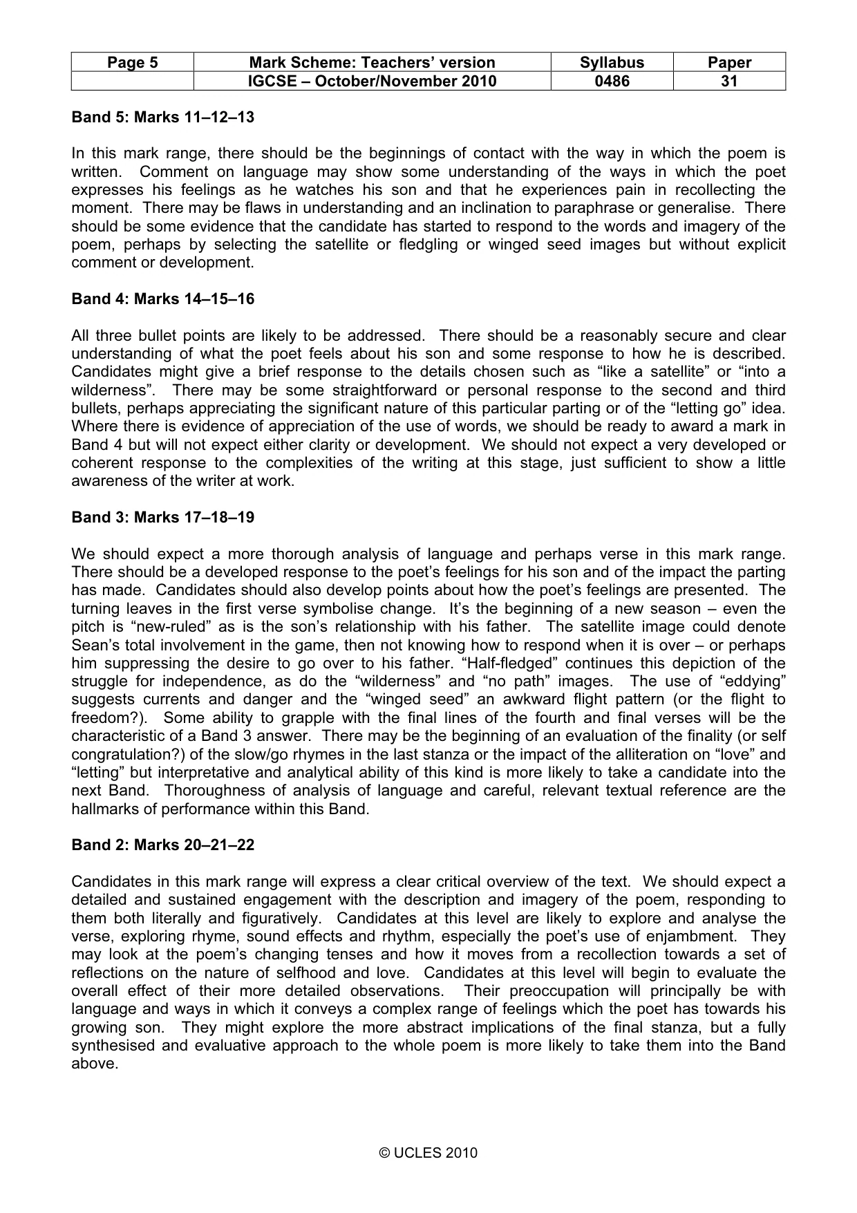 Mark scheme, page 5 of 8
