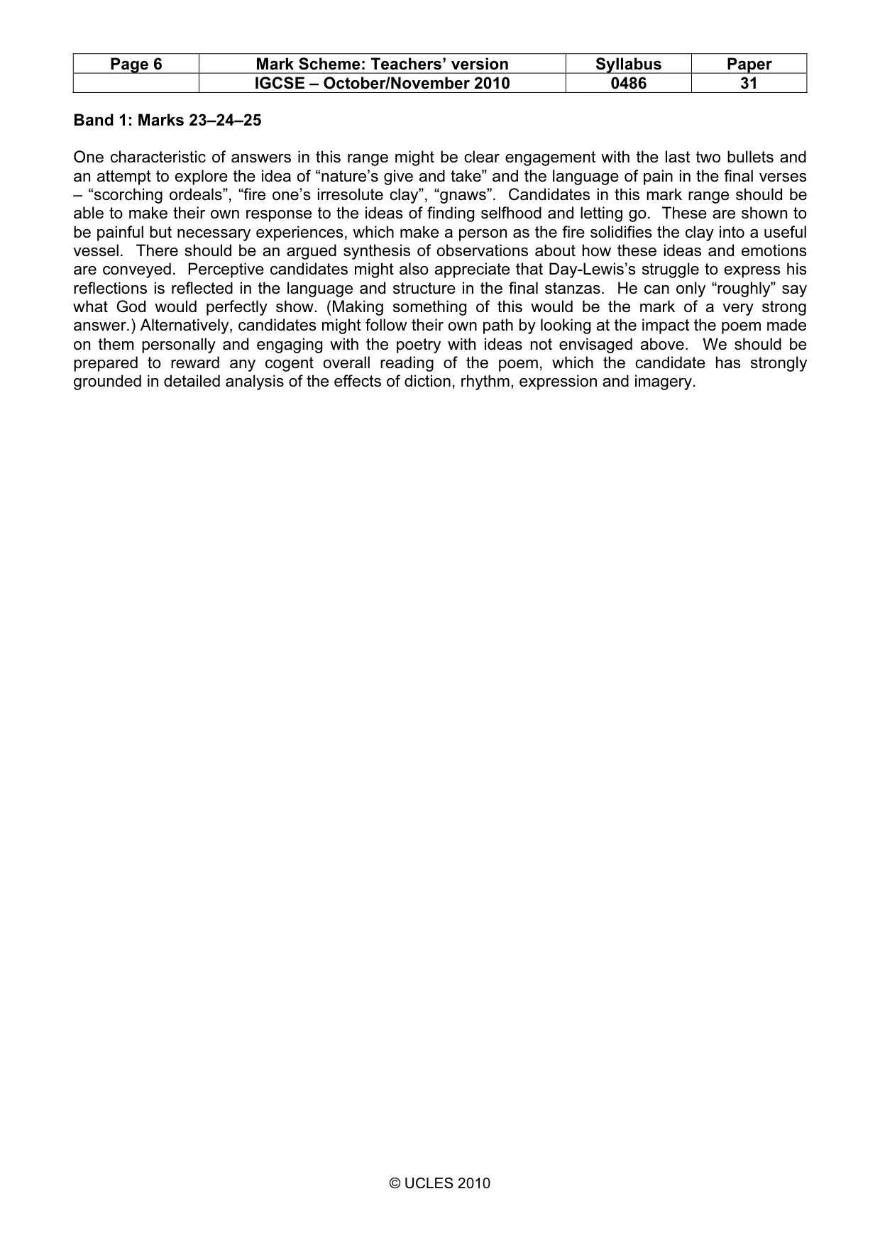 Mark scheme, page 6 of 8