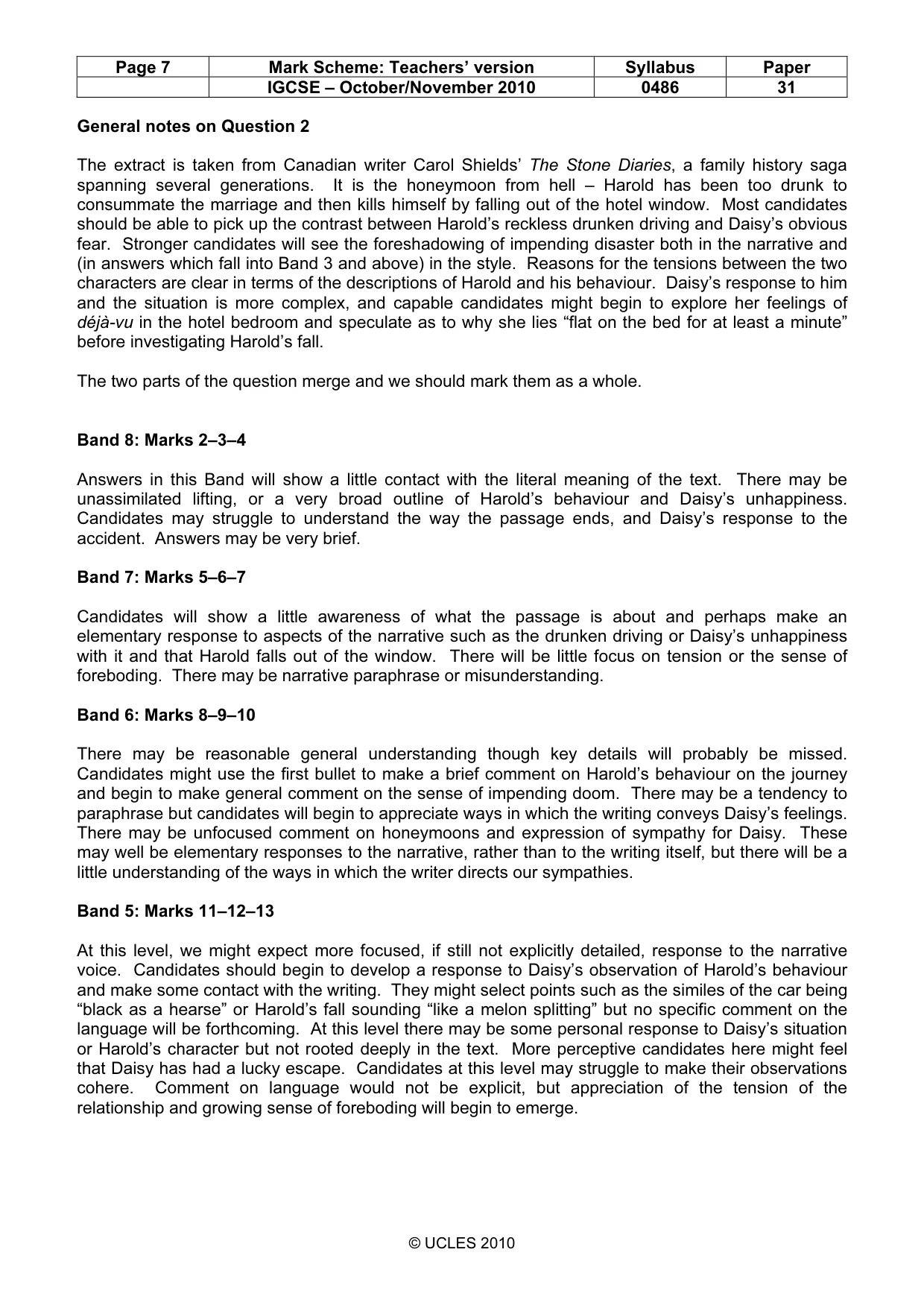 Mark scheme, page 7 of 8
