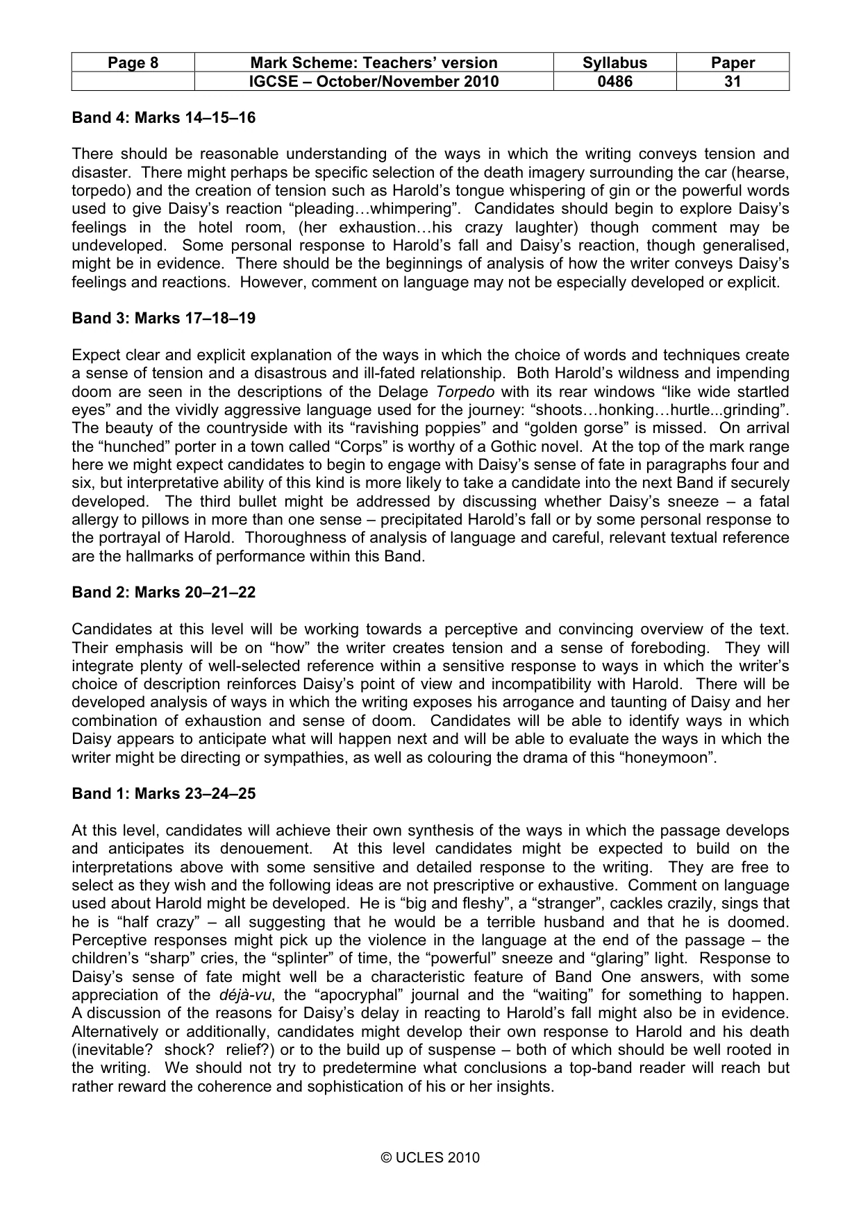 Mark scheme, page 8 of 8