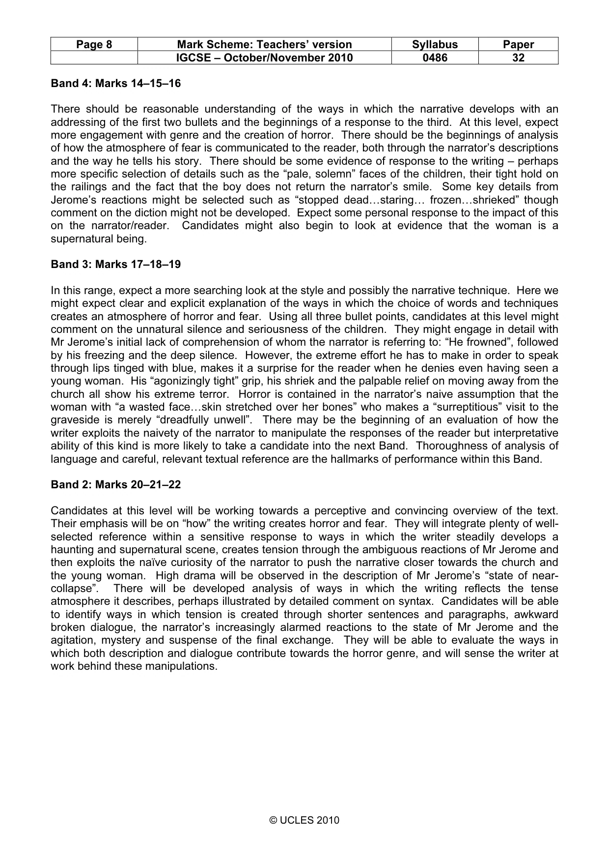 Mark scheme, page 8 of 9