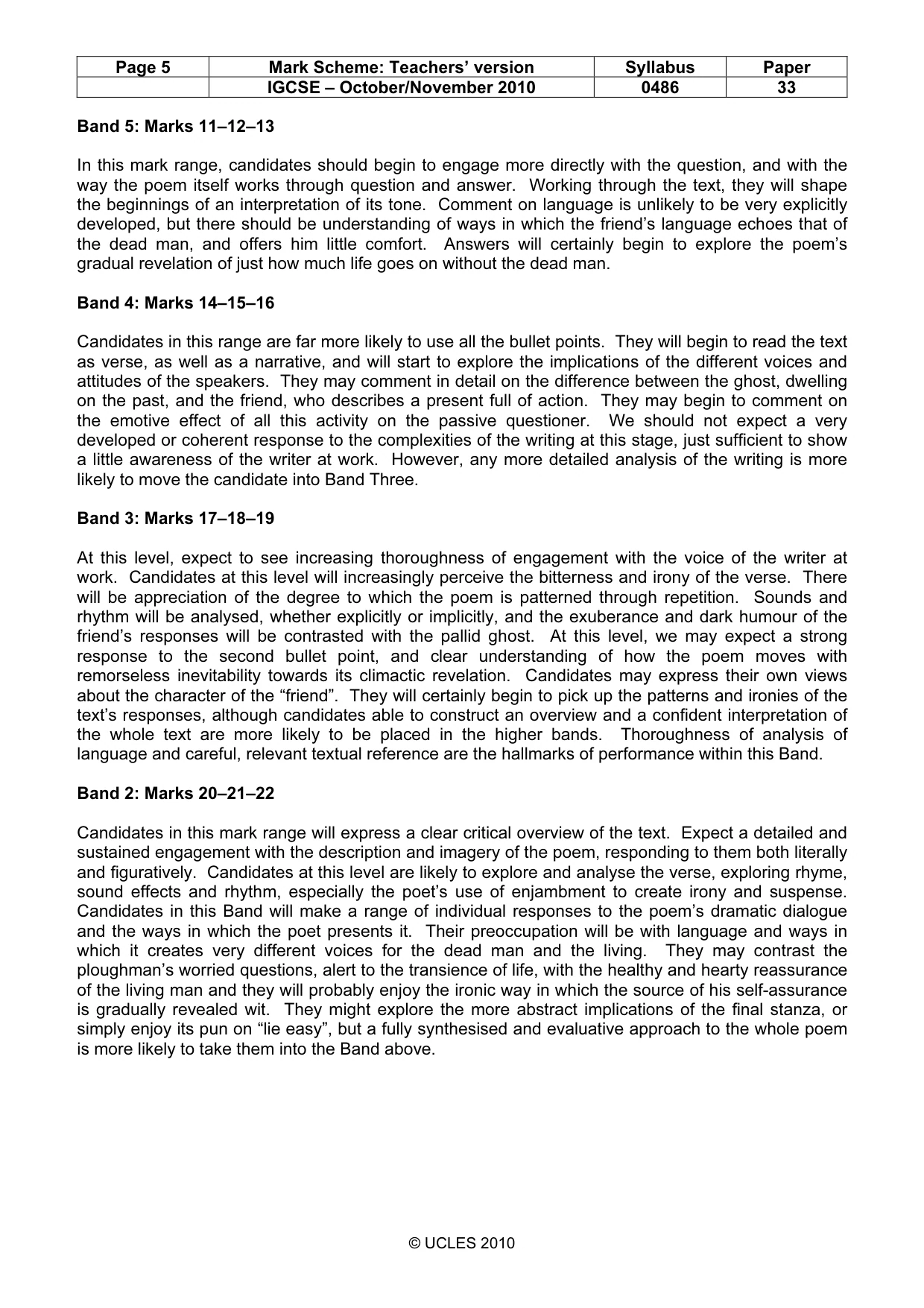 Mark scheme, page 5 of 9