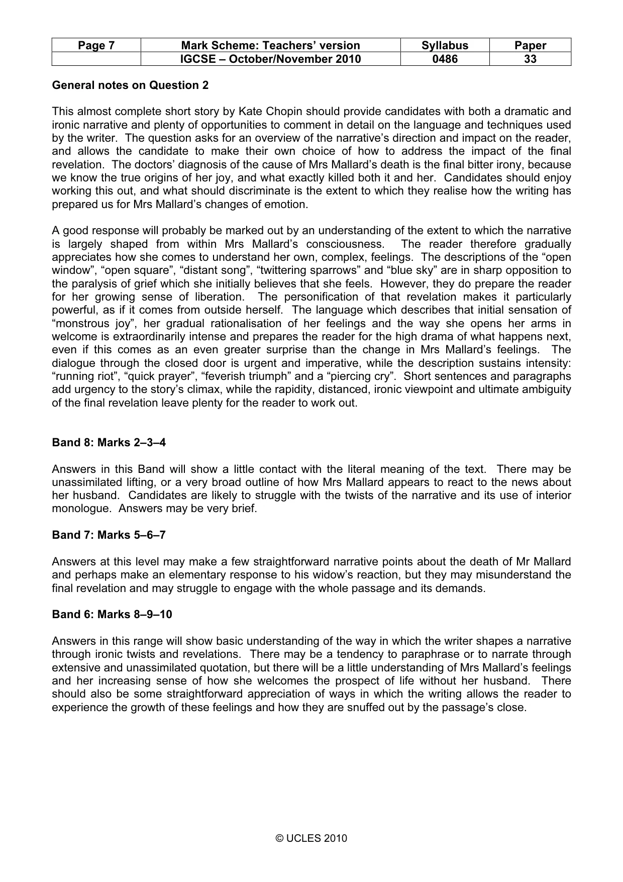 Mark scheme, page 7 of 9