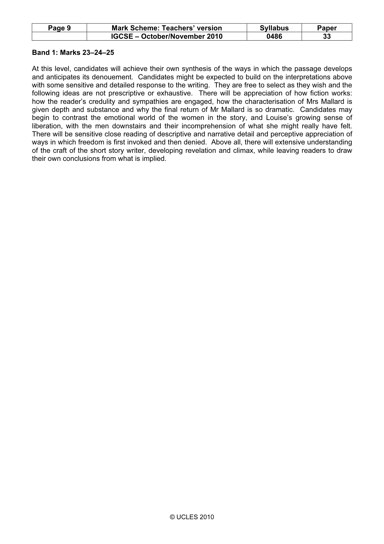 Mark scheme, page 9 of 9