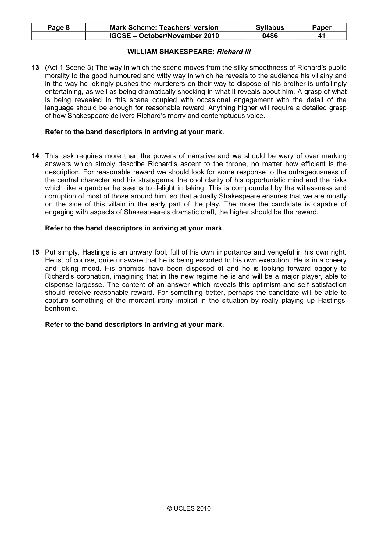 Mark scheme, page 8 of 17