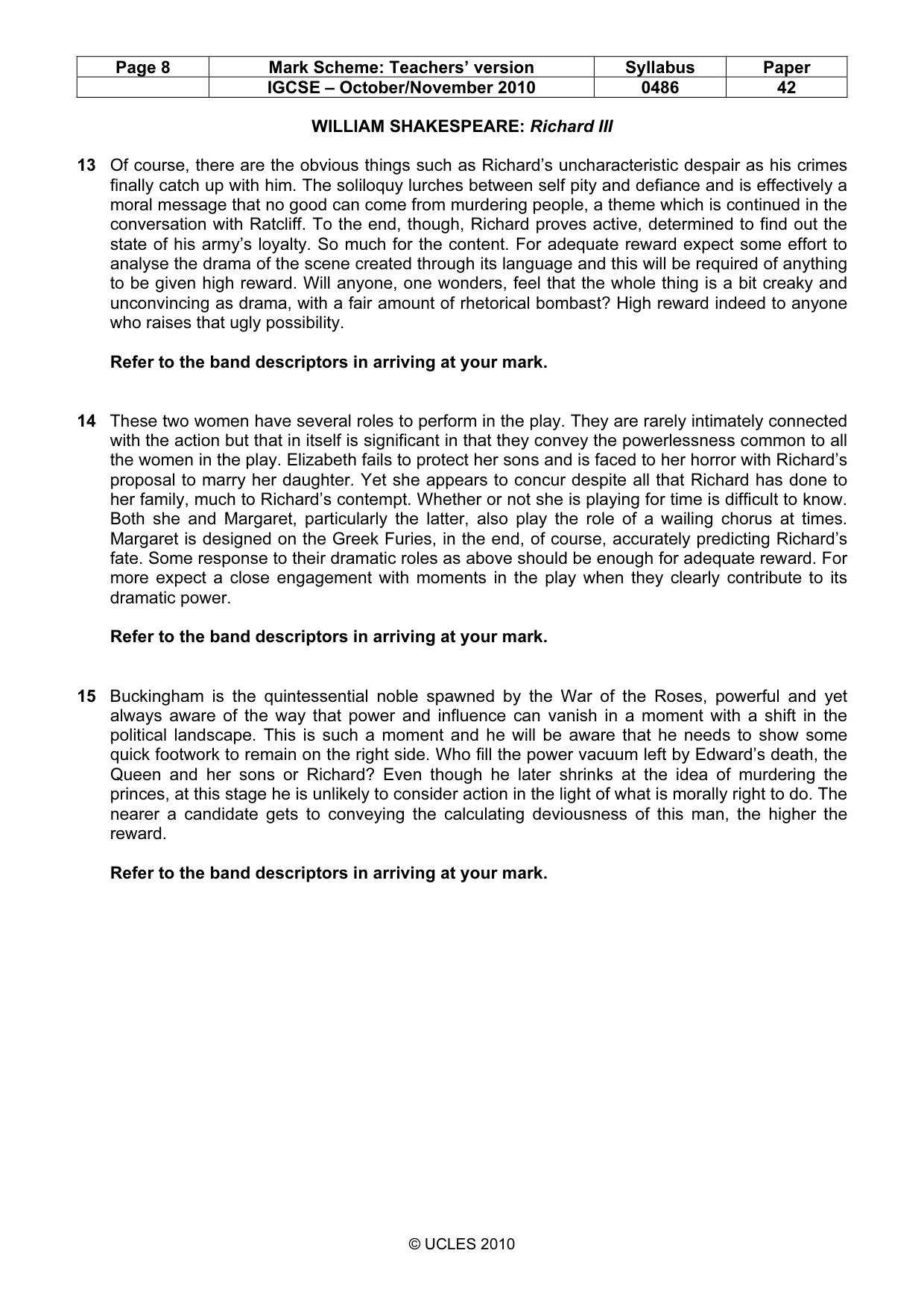 Mark scheme, page 8 of 17