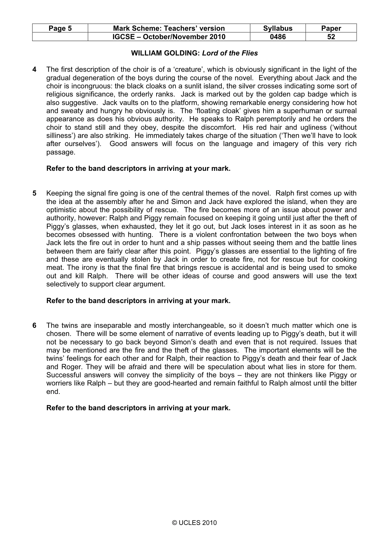 Mark scheme, page 5 of 10