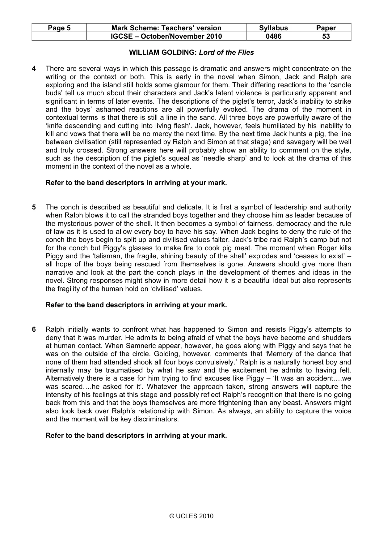 Mark scheme, page 5 of 10
