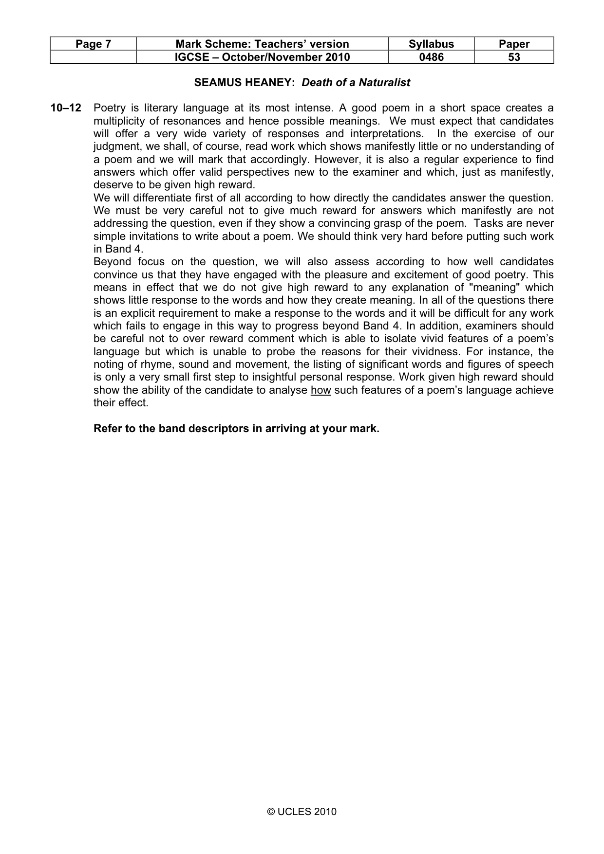 Mark scheme, page 7 of 10