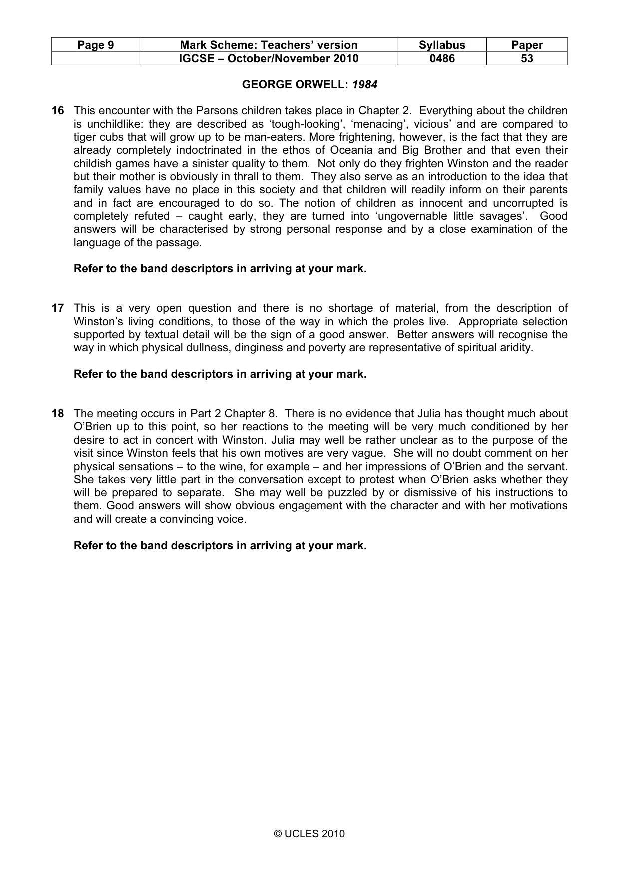 Mark scheme, page 9 of 10