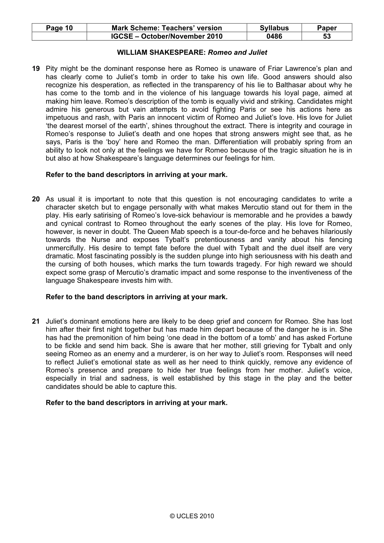 Mark scheme, page 10 of 10