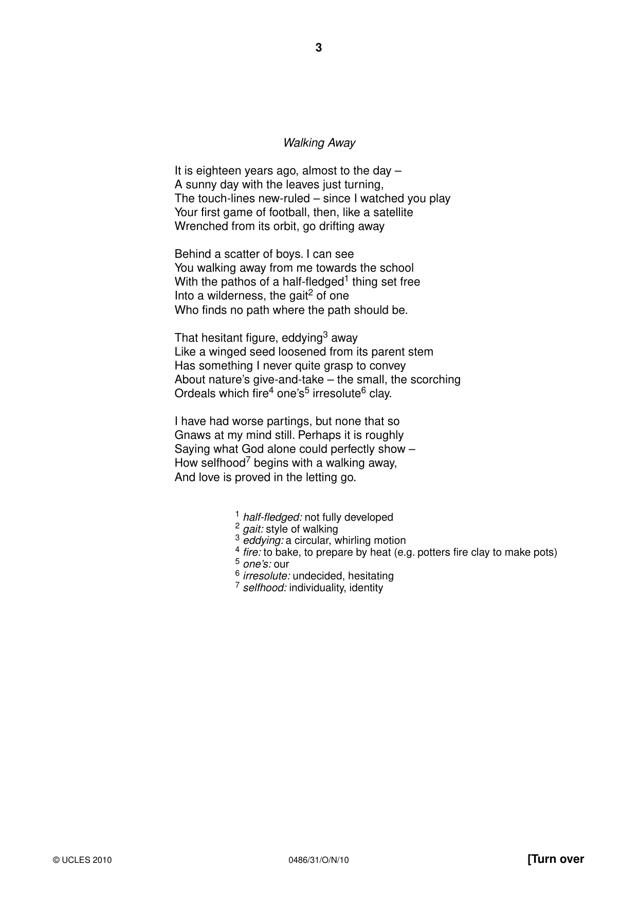 Cambridge IGCSE English - Literature 0486 2010 Oct/Nov Paper 3 · Variant 1 question paper, page 3 of 8