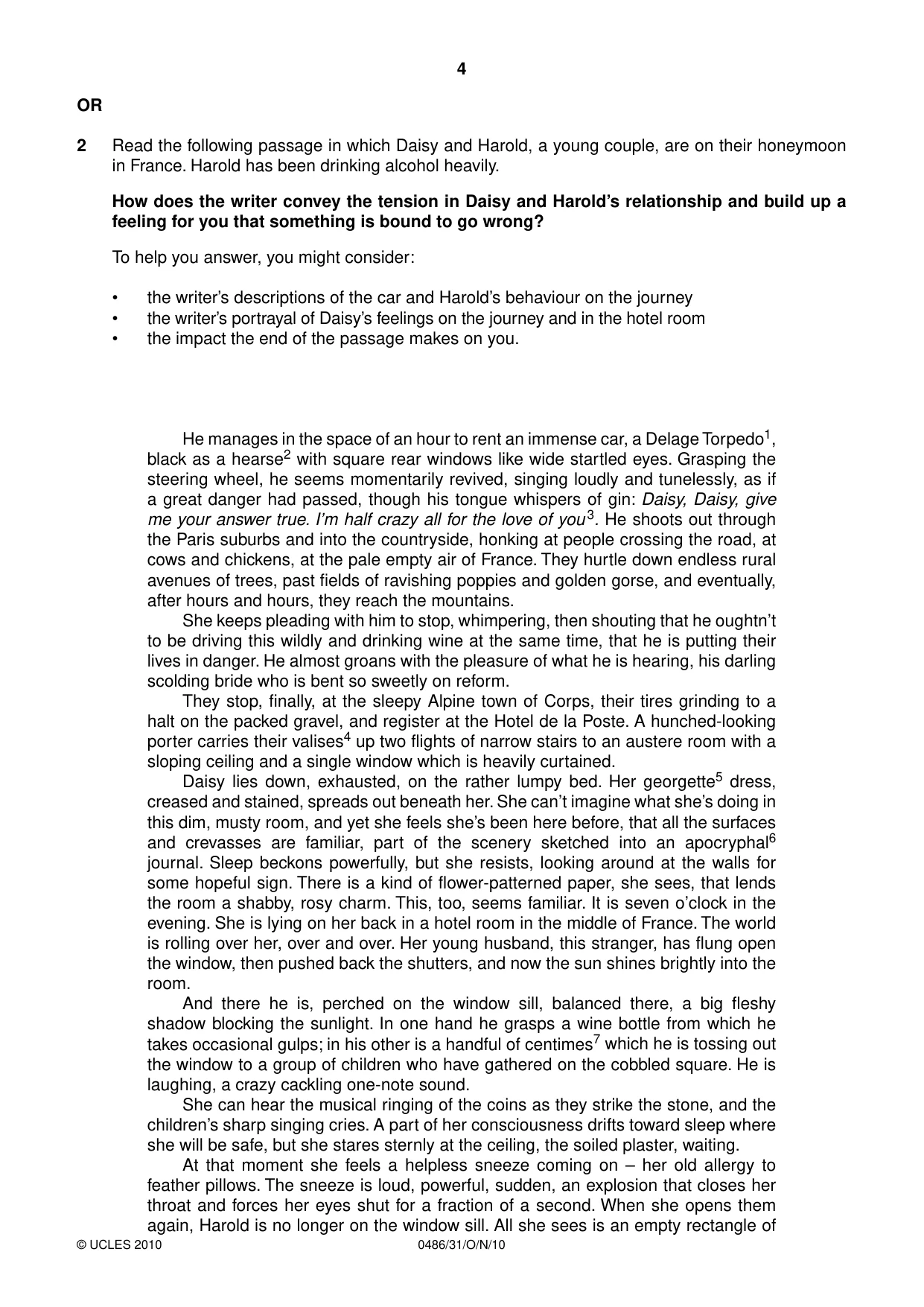 Cambridge IGCSE English - Literature 0486 2010 Oct/Nov Paper 3 · Variant 1 question paper, page 4 of 8