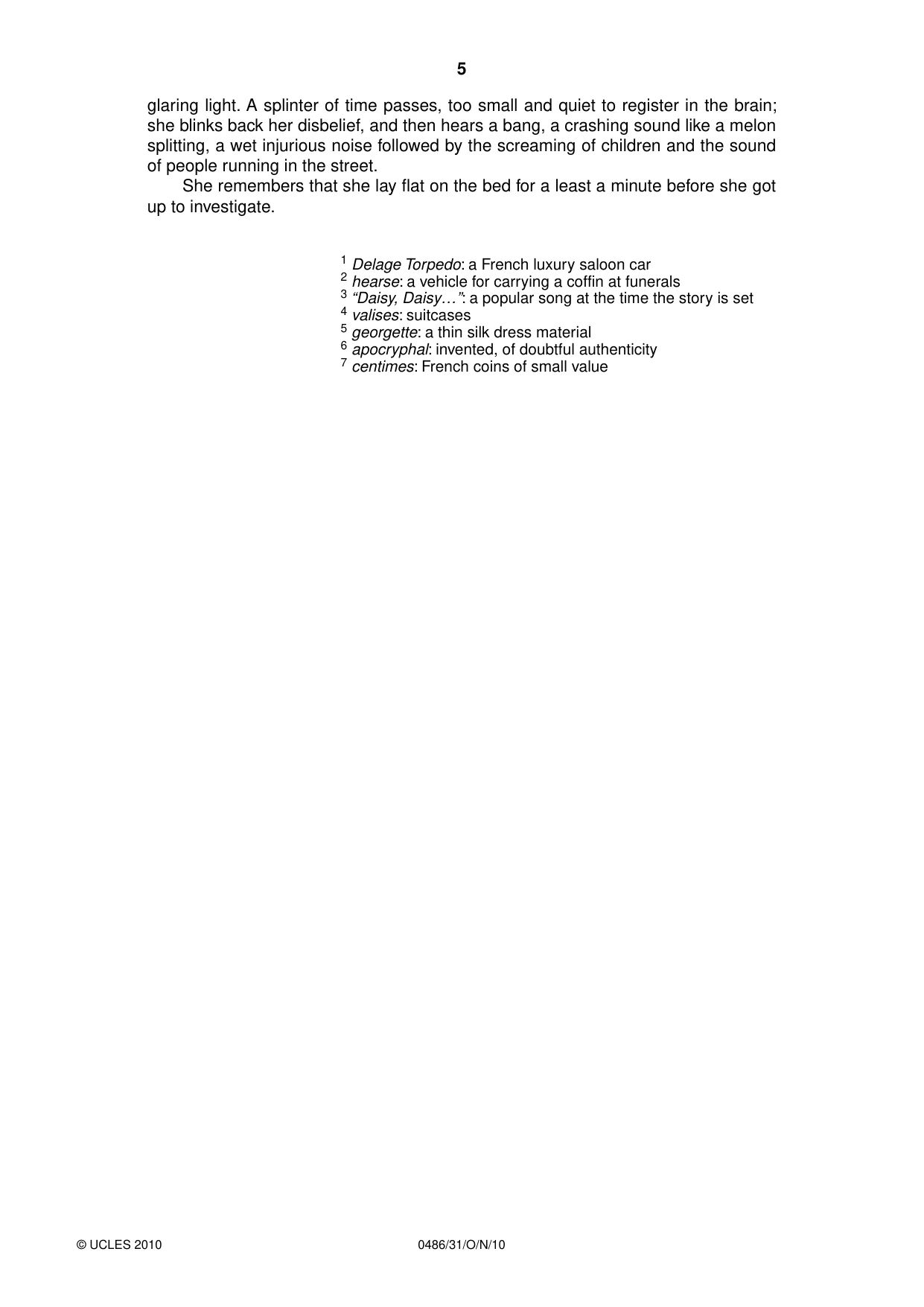 Cambridge IGCSE English - Literature 0486 2010 Oct/Nov Paper 3 · Variant 1 question paper, page 5 of 8
