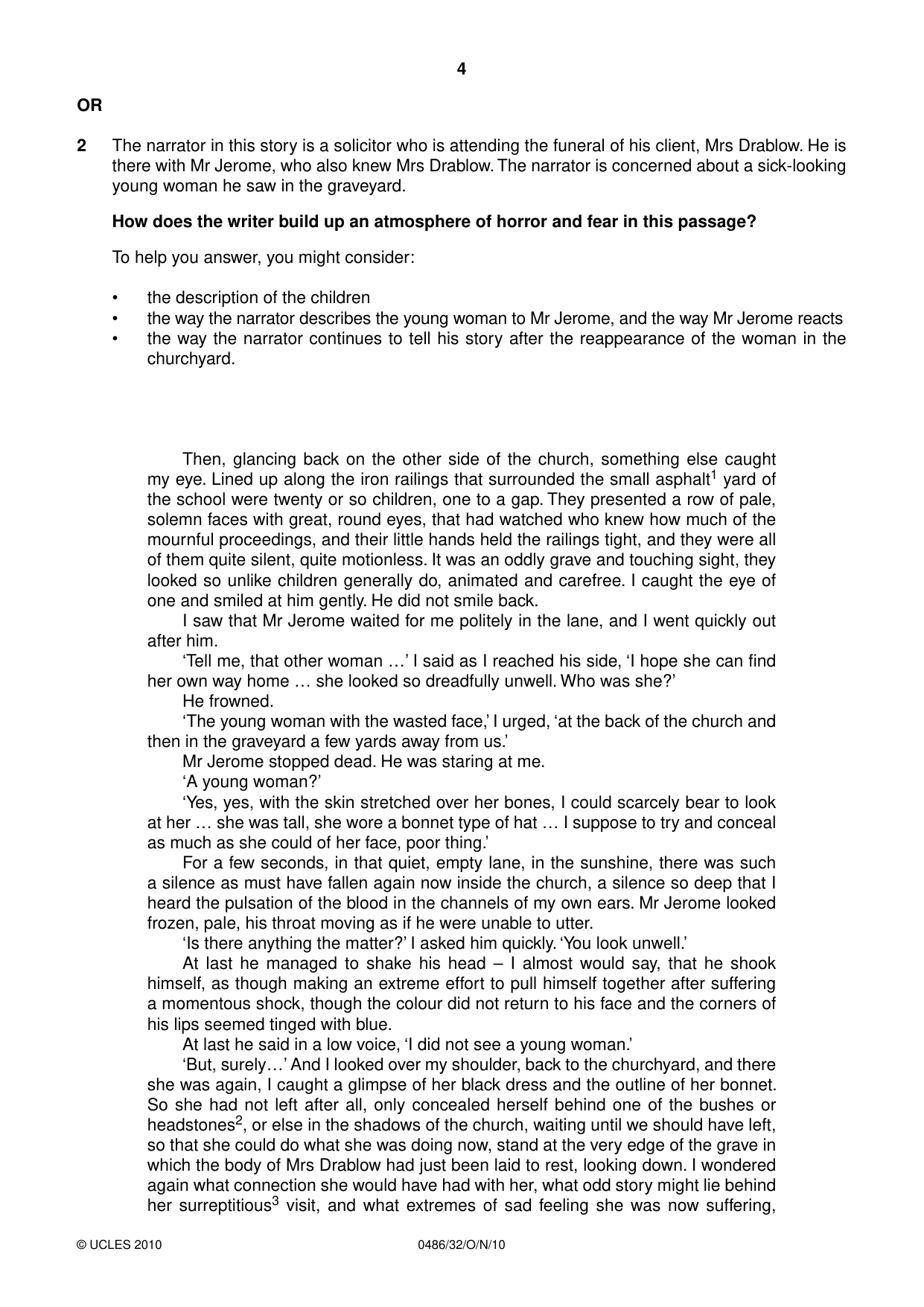 Cambridge IGCSE English - Literature 0486 2010 Oct/Nov Paper 3 · Variant 2 question paper, page 4 of 8