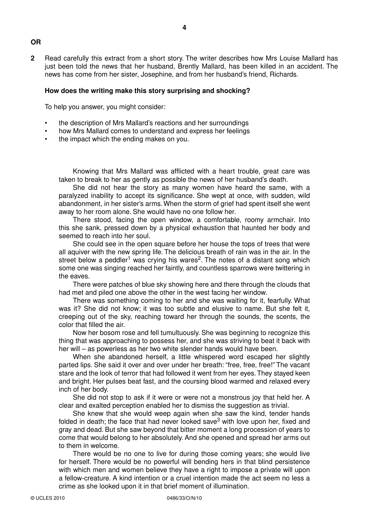 Cambridge IGCSE English - Literature 0486 2010 Oct/Nov Paper 3 · Variant 3 question paper, page 4 of 8