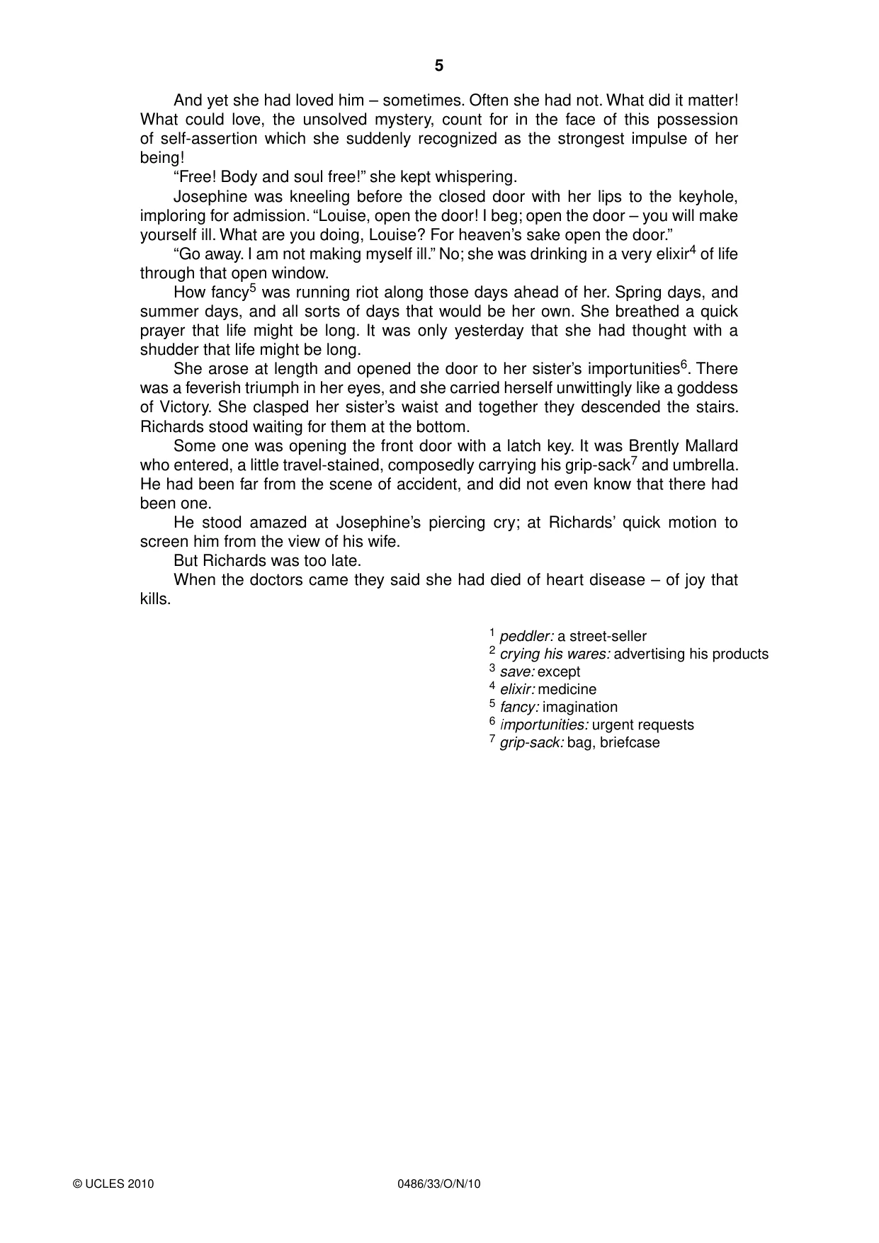 Cambridge IGCSE English - Literature 0486 2010 Oct/Nov Paper 3 · Variant 3 question paper, page 5 of 8