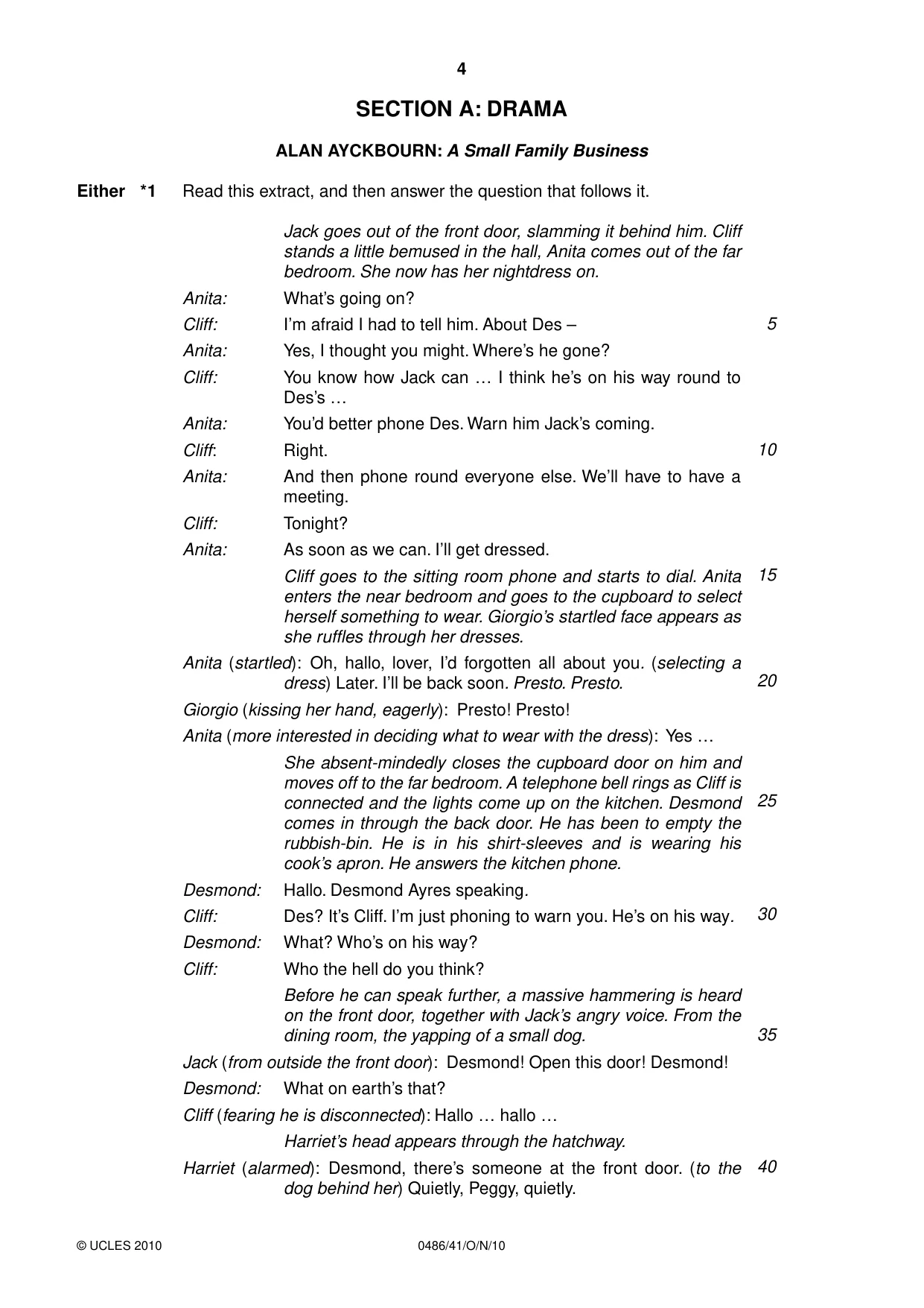 Cambridge IGCSE English - Literature 0486 2010 Oct/Nov Paper 4 · Variant 1 question paper, page 4 of 32