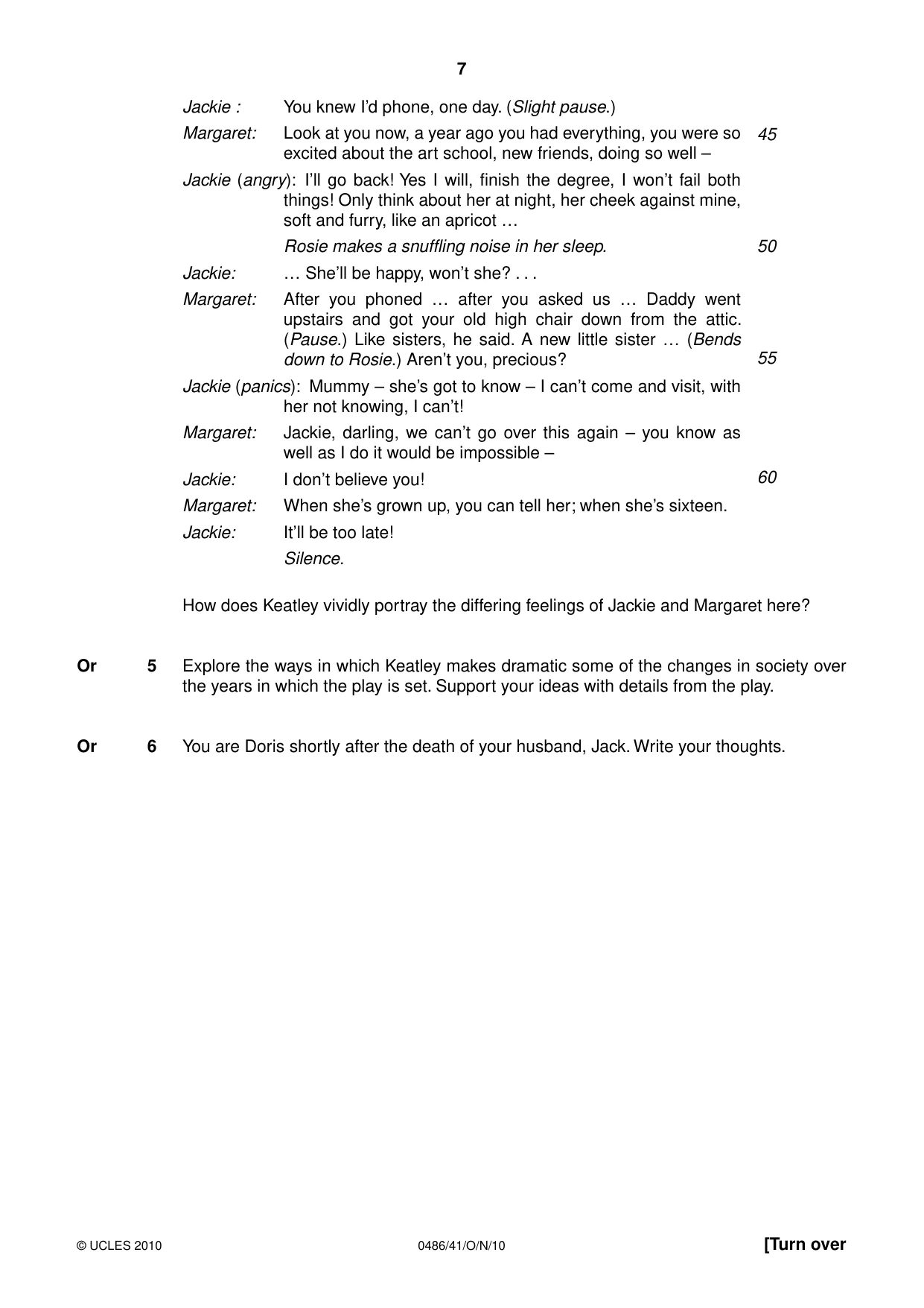 Cambridge IGCSE English - Literature 0486 2010 Oct/Nov Paper 4 · Variant 1 question paper, page 7 of 32