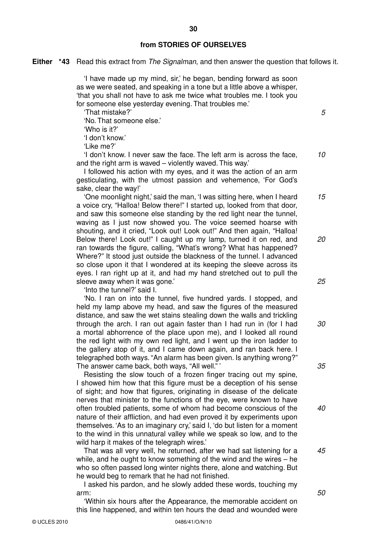 Cambridge IGCSE English - Literature 0486 2010 Oct/Nov Paper 4 · Variant 1 question paper, page 30 of 32