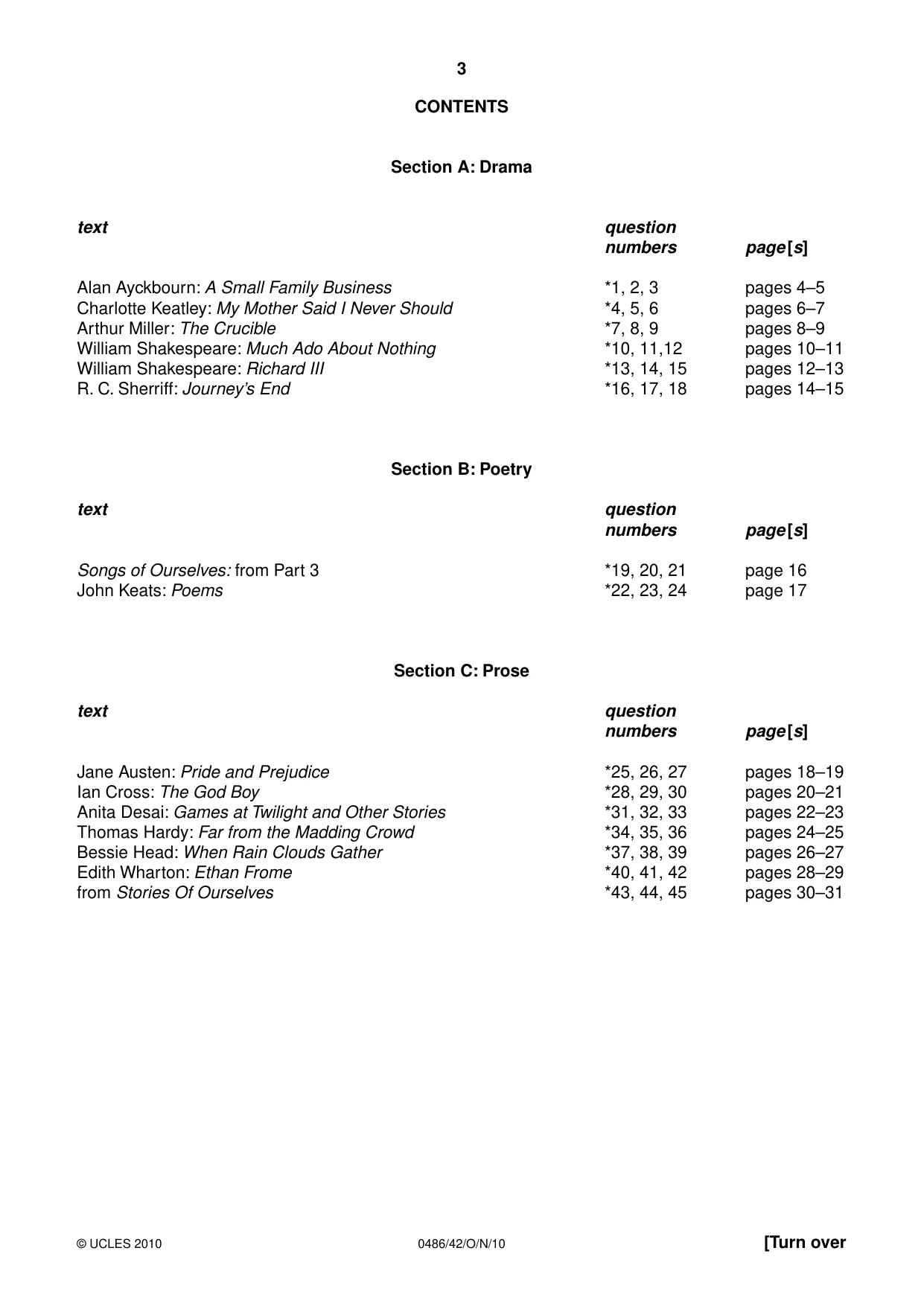 Cambridge IGCSE English - Literature 0486 2010 Oct/Nov Paper 4 · Variant 2 question paper, page 3 of 32