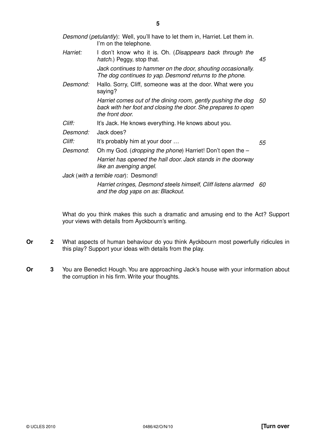 Cambridge IGCSE English - Literature 0486 2010 Oct/Nov Paper 4 · Variant 2 question paper, page 5 of 32