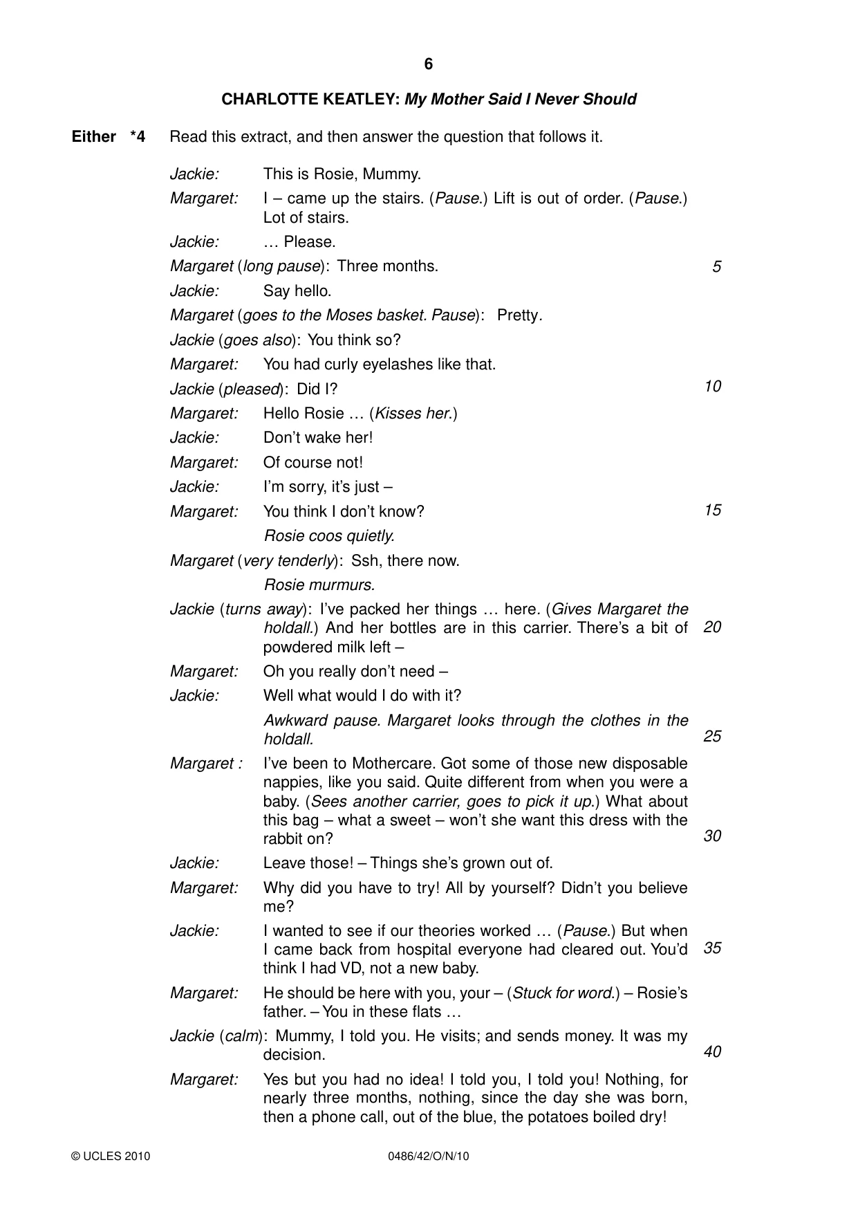 Cambridge IGCSE English - Literature 0486 2010 Oct/Nov Paper 4 · Variant 2 question paper, page 6 of 32