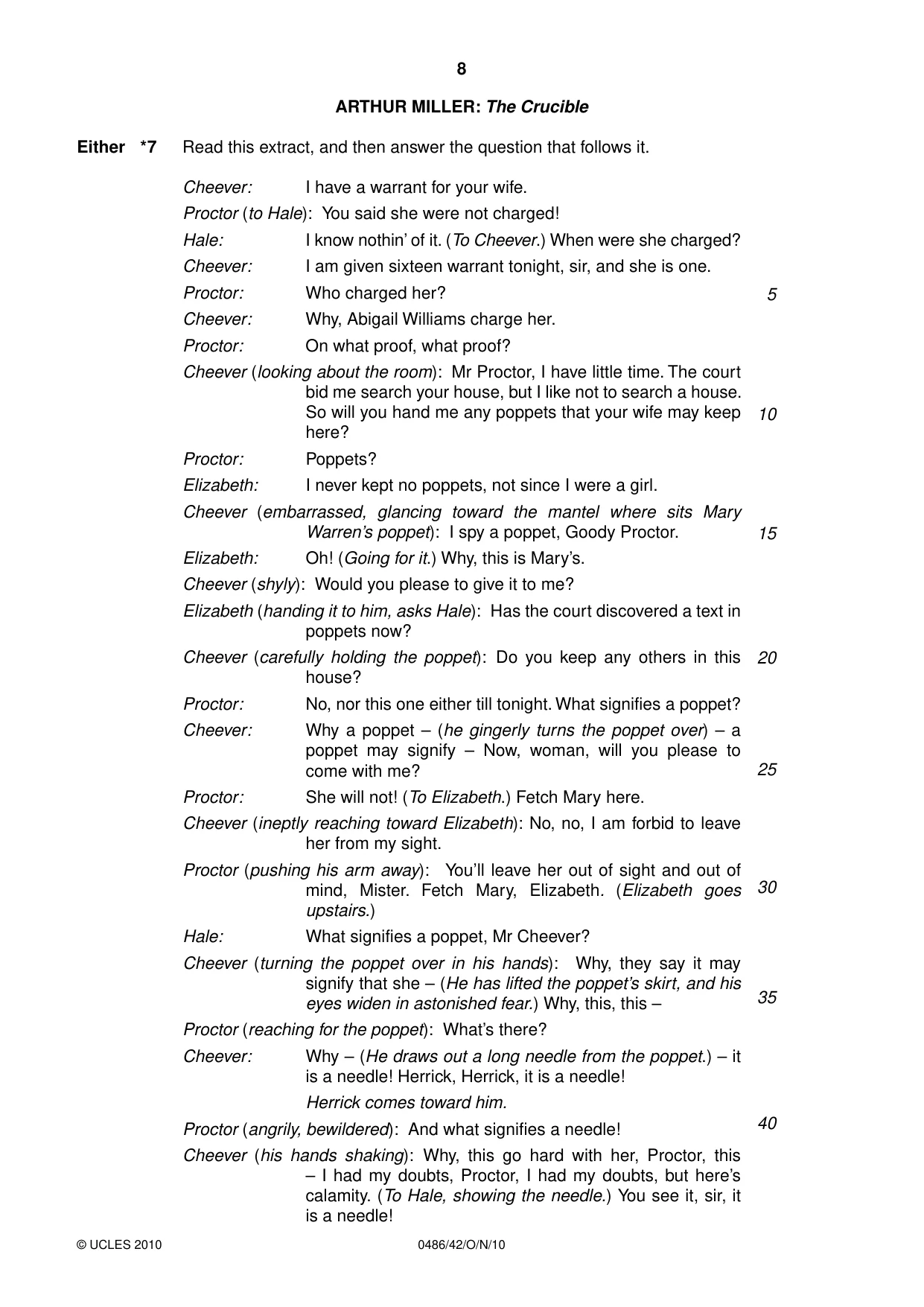 Cambridge IGCSE English - Literature 0486 2010 Oct/Nov Paper 4 · Variant 2 question paper, page 8 of 32
